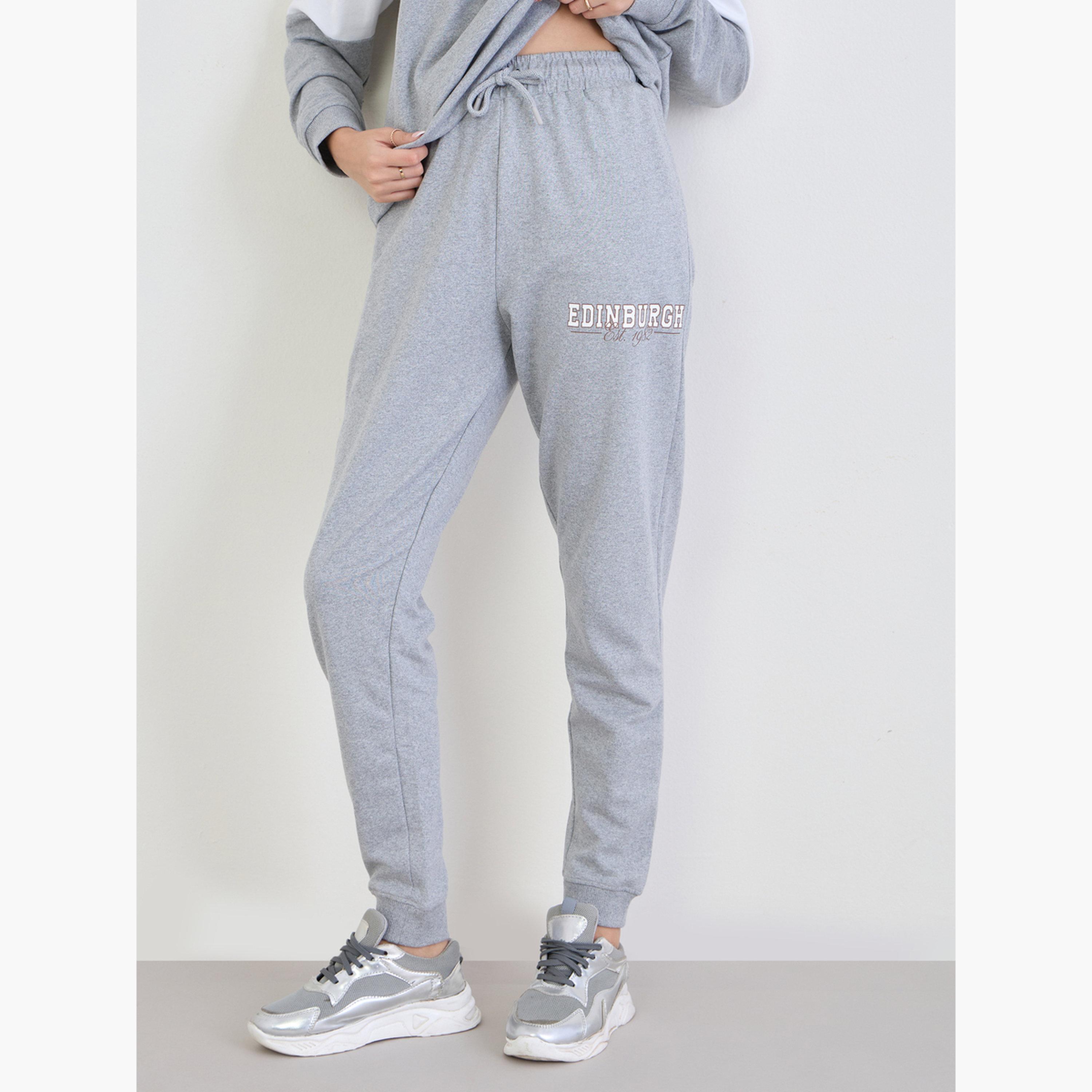 Styli Grey Regular Fit Longline Sweatshirt and Cuffed Jogger Co-Ords-women-clothing-coordsets-image-4