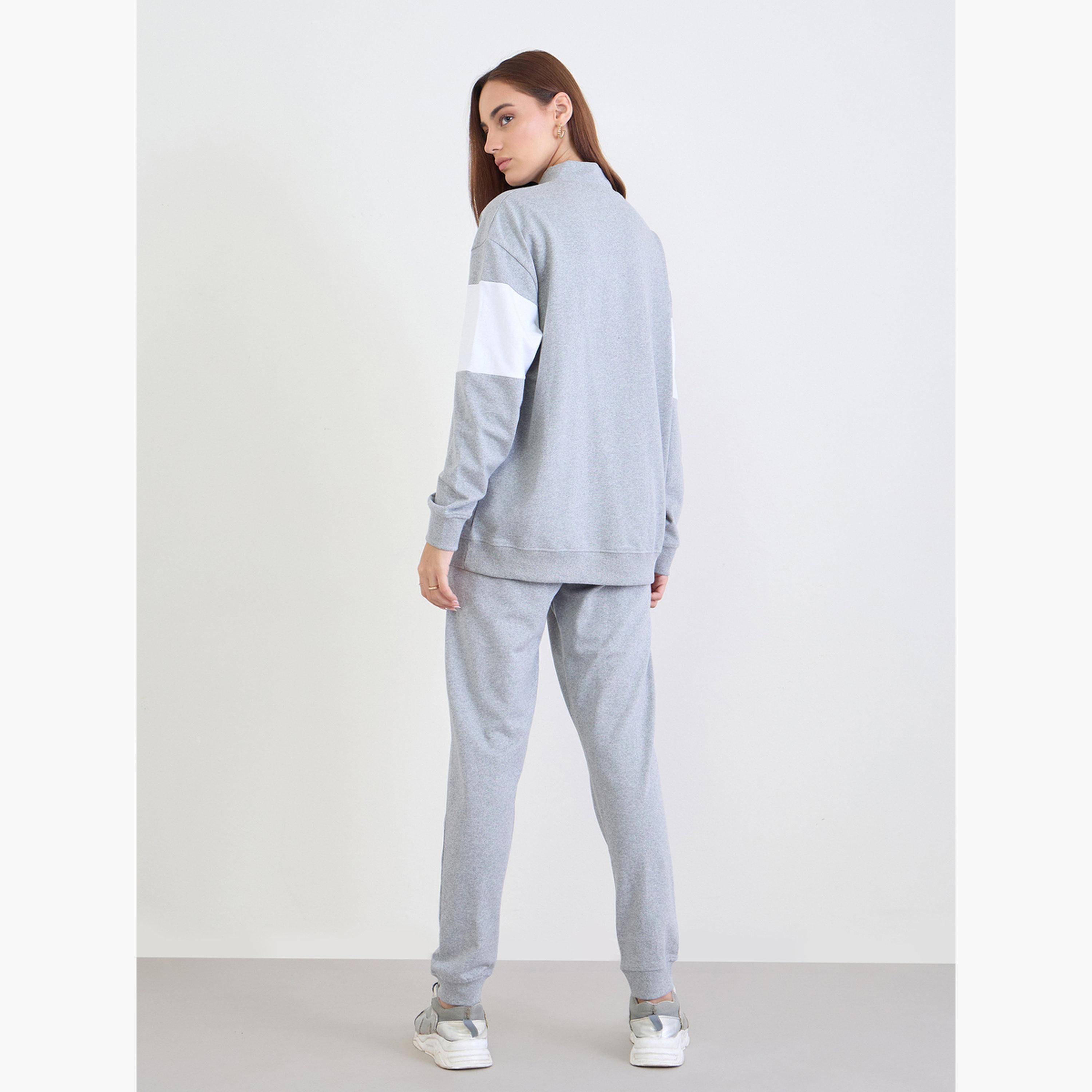 Styli Grey Regular Fit Longline Sweatshirt and Cuffed Jogger Co-Ords-women-clothing-coordsets-image-5