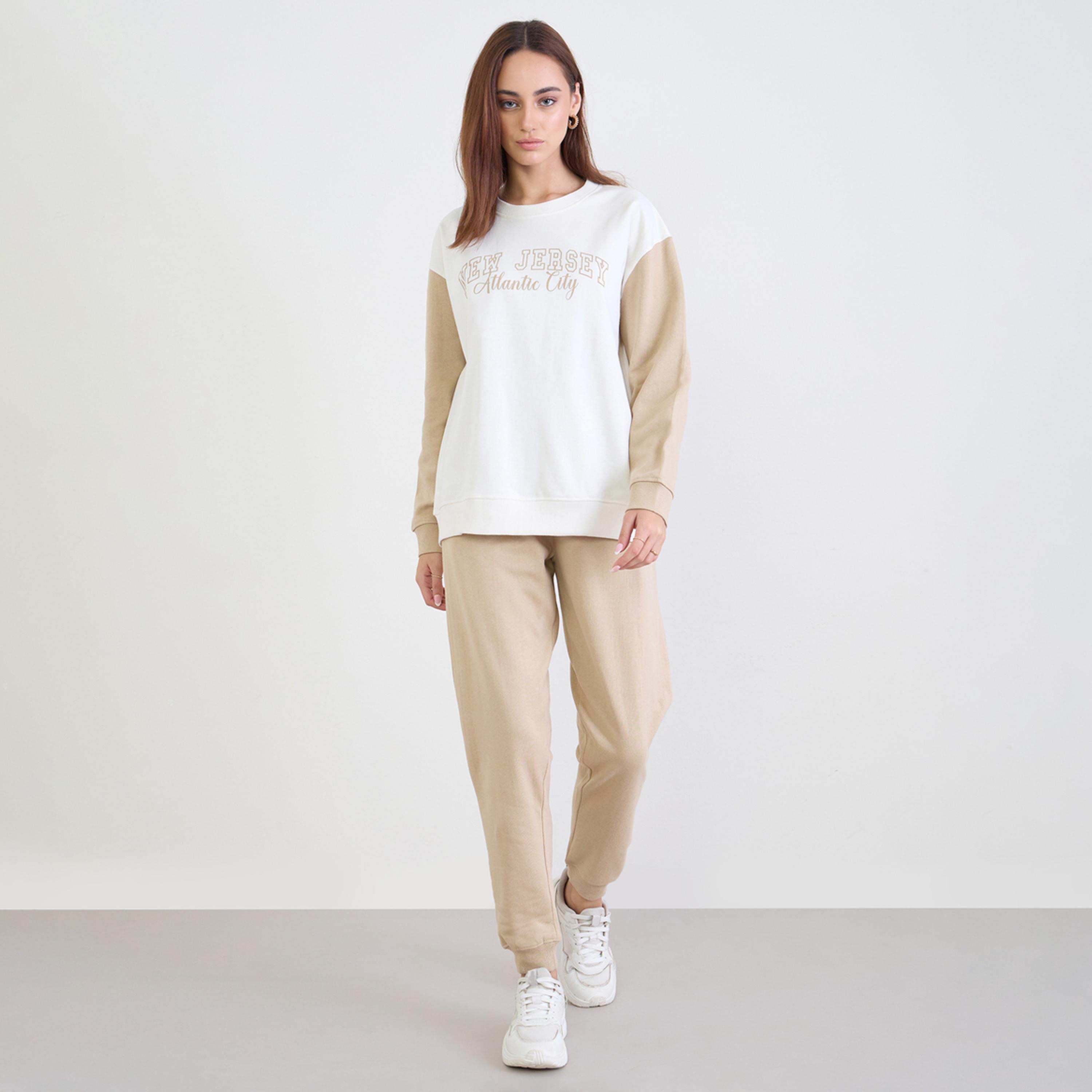 Styli Regular Fit Printed Sweatshirt and Joggers Co-Ords-women-clothing-coordsets-image-1
