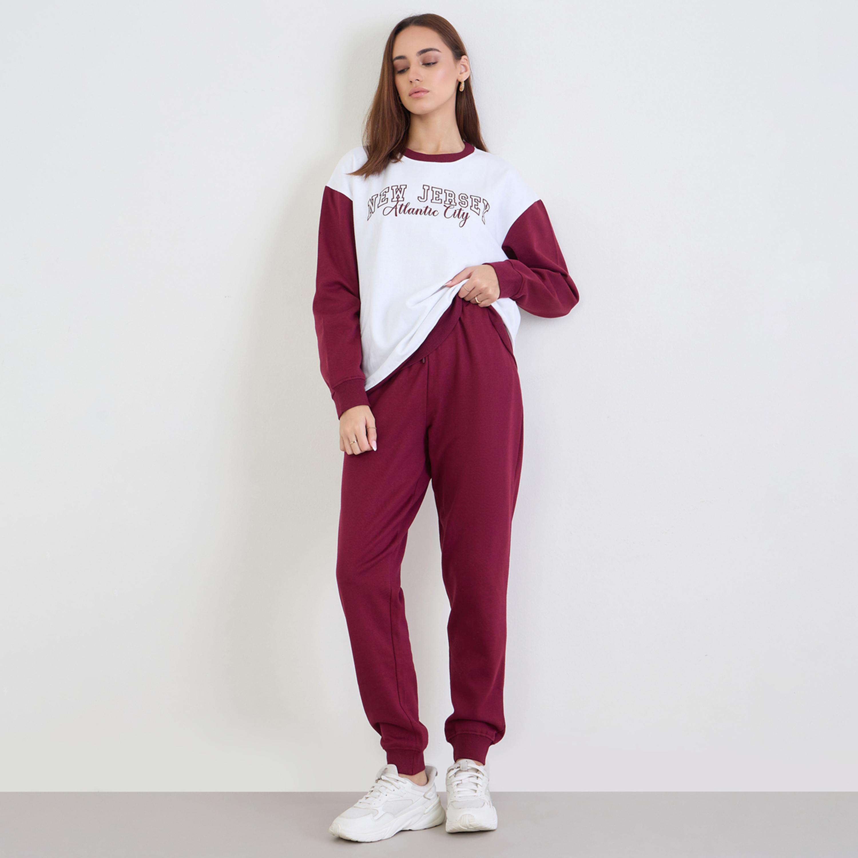 Styli Regular Fit Printed Sweatshirt and Joggers Co-Ords-women-clothing-coordsets-image-1