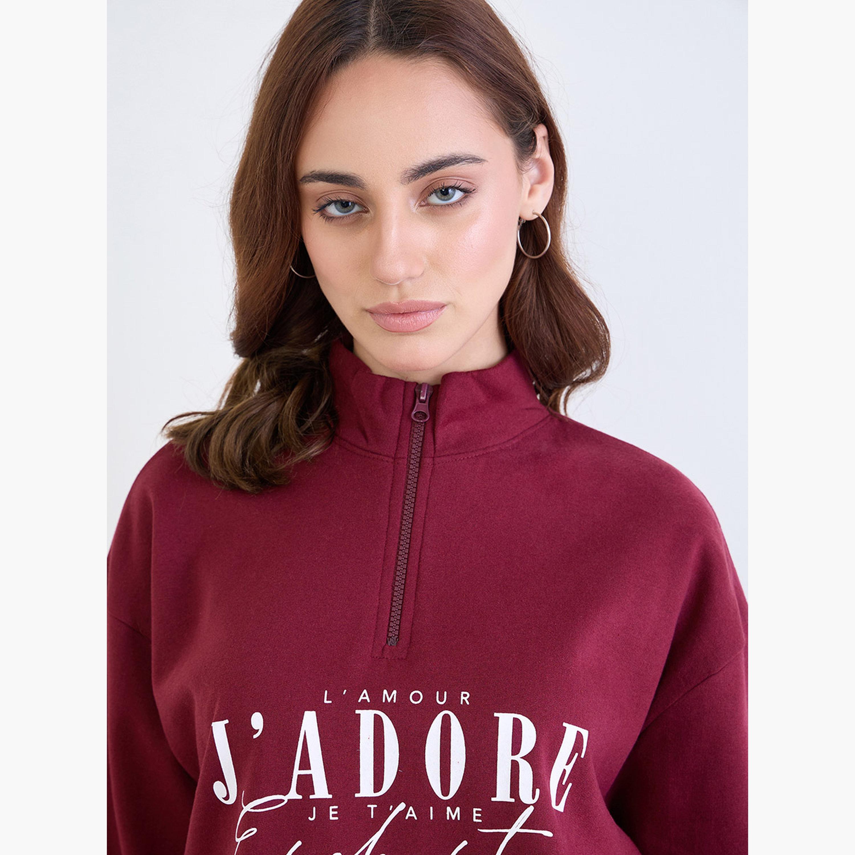 Styli Regular Fit Longline Sweatshirt and Cuffed Joggers Co-Ords-women-clothing-coordsets-image-3