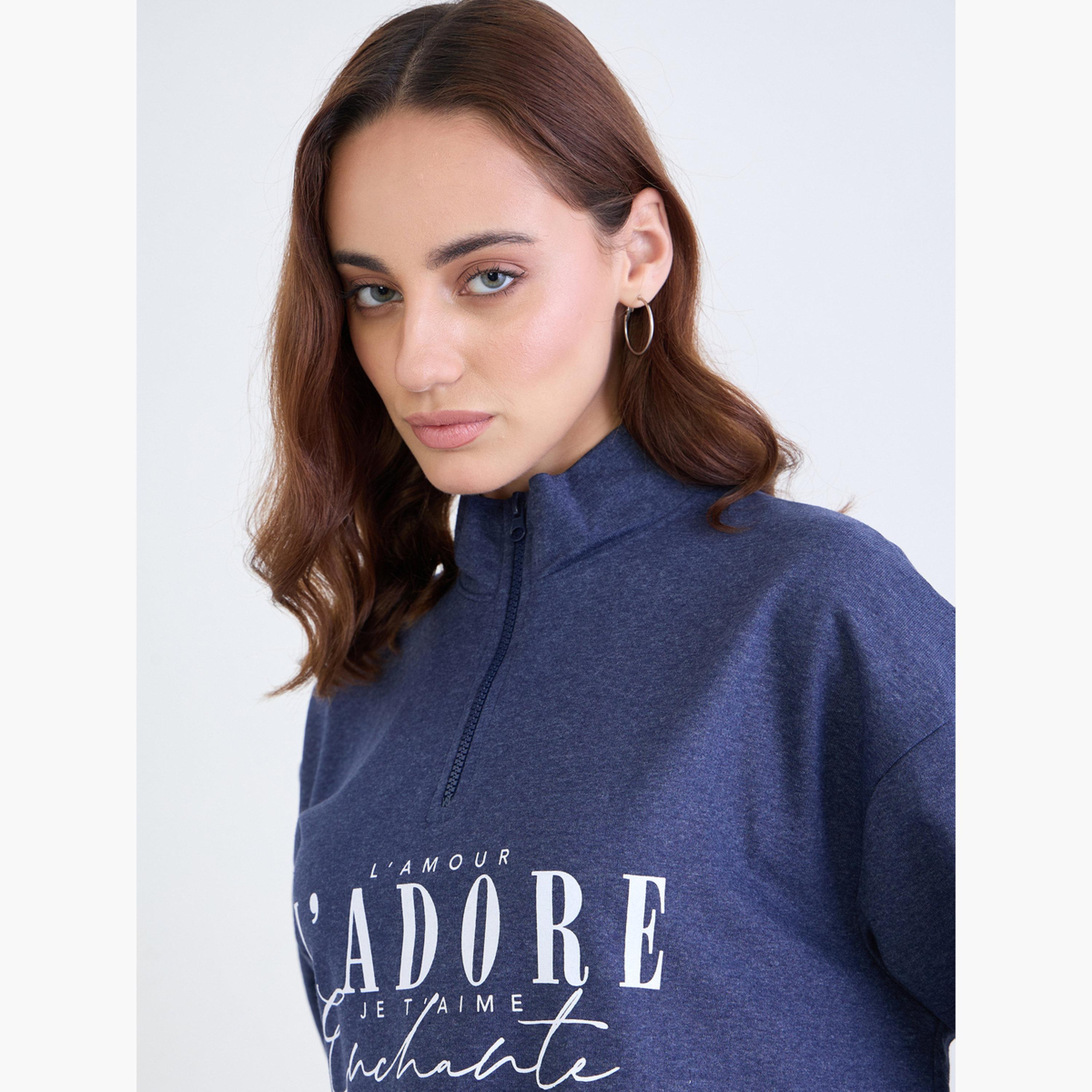 Styli Regular Fit Longline Sweatshirt and Cuffed Joggers Co-Ords-women-clothing-coordsets-image-2