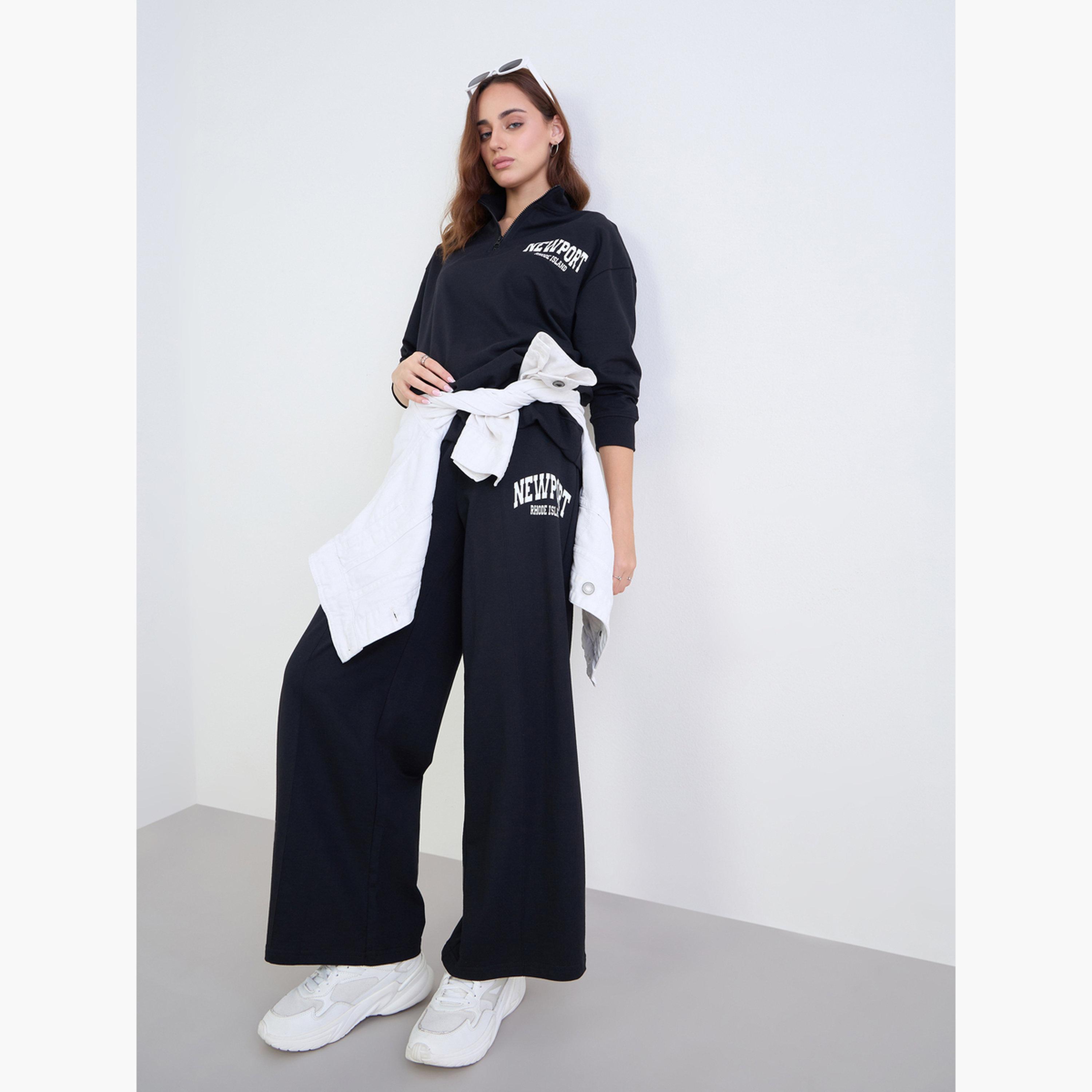 ستايلي - ملابس رياضية سويت شيرت طويل وبنطال جوغر بقصّة عادية-women-clothing-coordsets-image-2