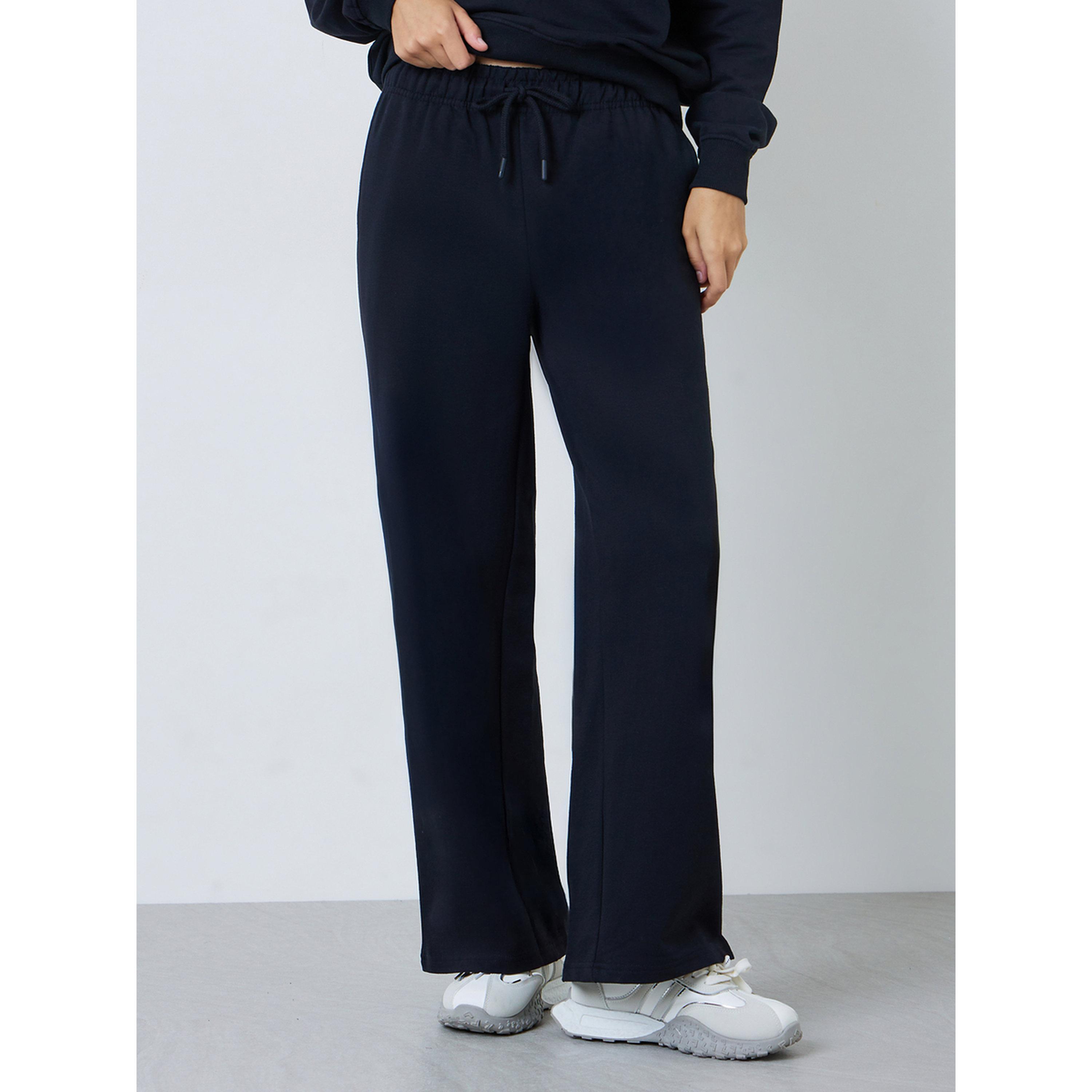Styli Black  Longline Sweatshirt and Joggers Co-Ords-women-clothing-coordsets-image-5