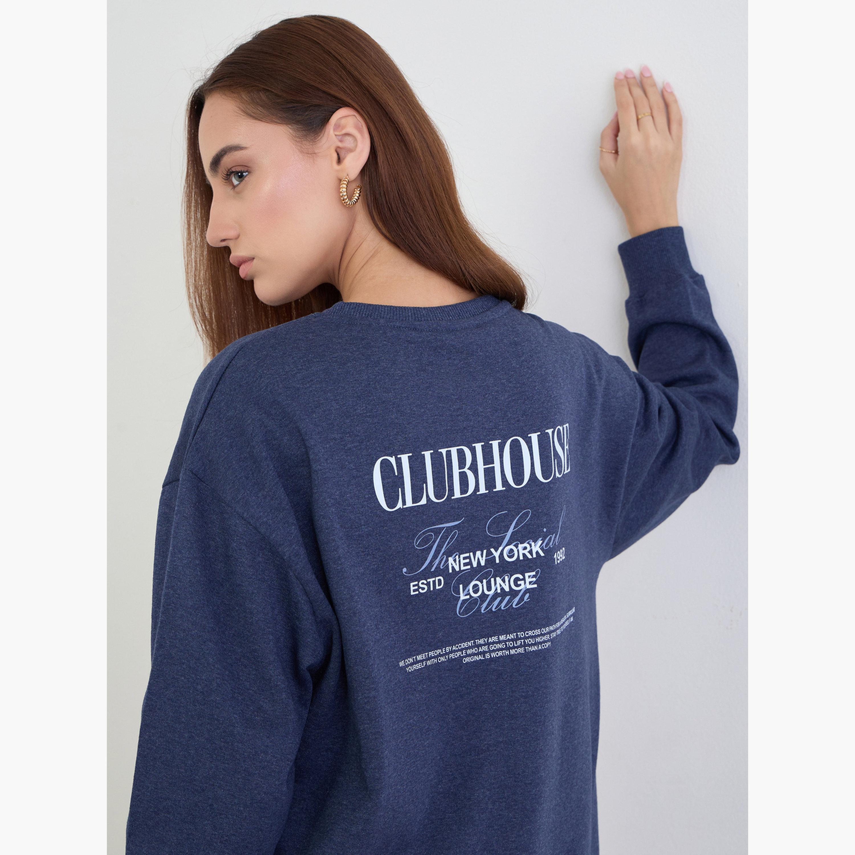 ستايلي - طقم سويت شيرت طويل أزرق داكن مع بنطال رياضي-women-clothing-coordsets-image-5