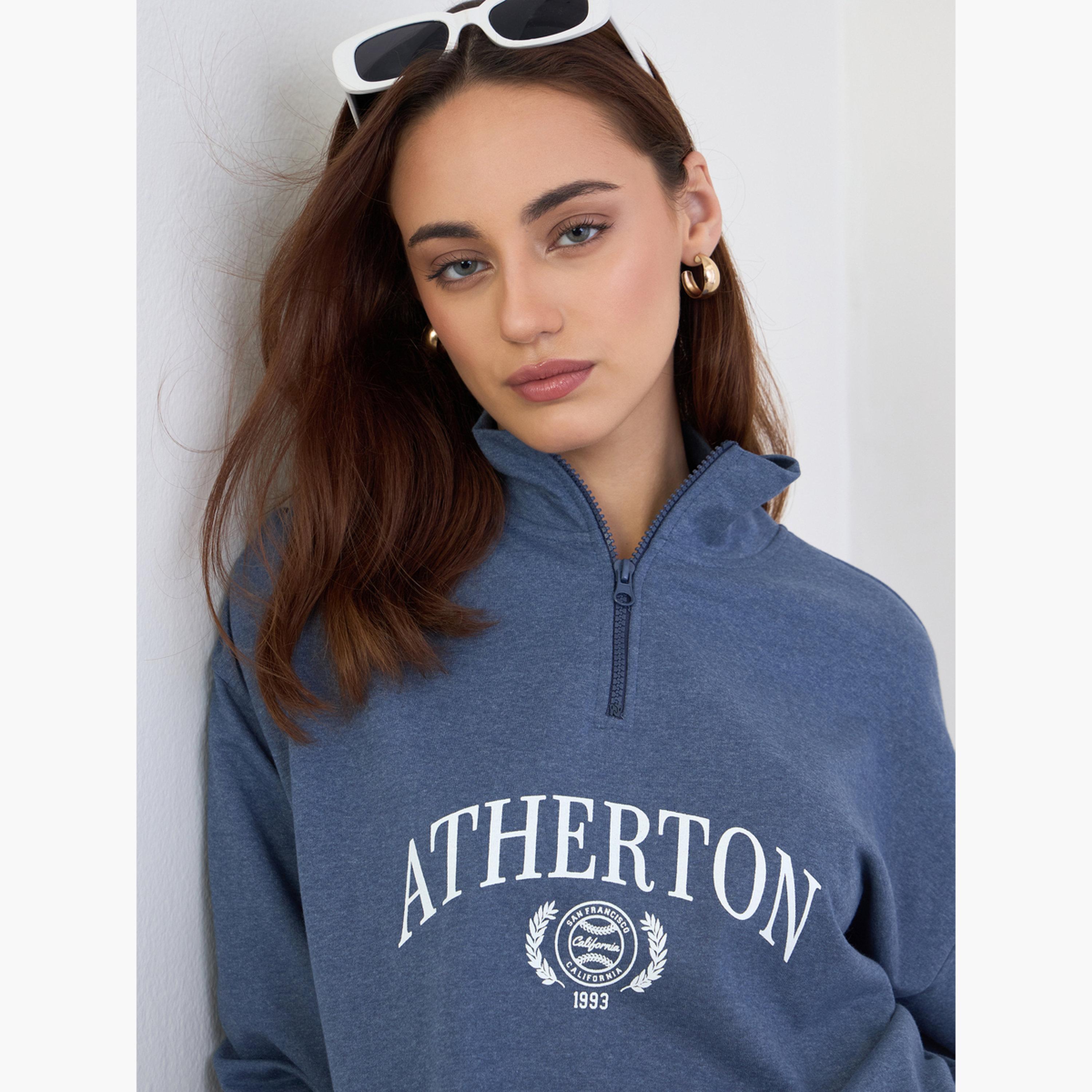Styli Blue Oversized Longline Sweatshirt and Joggers Co-Ords-women-clothing-coordsets-image-4