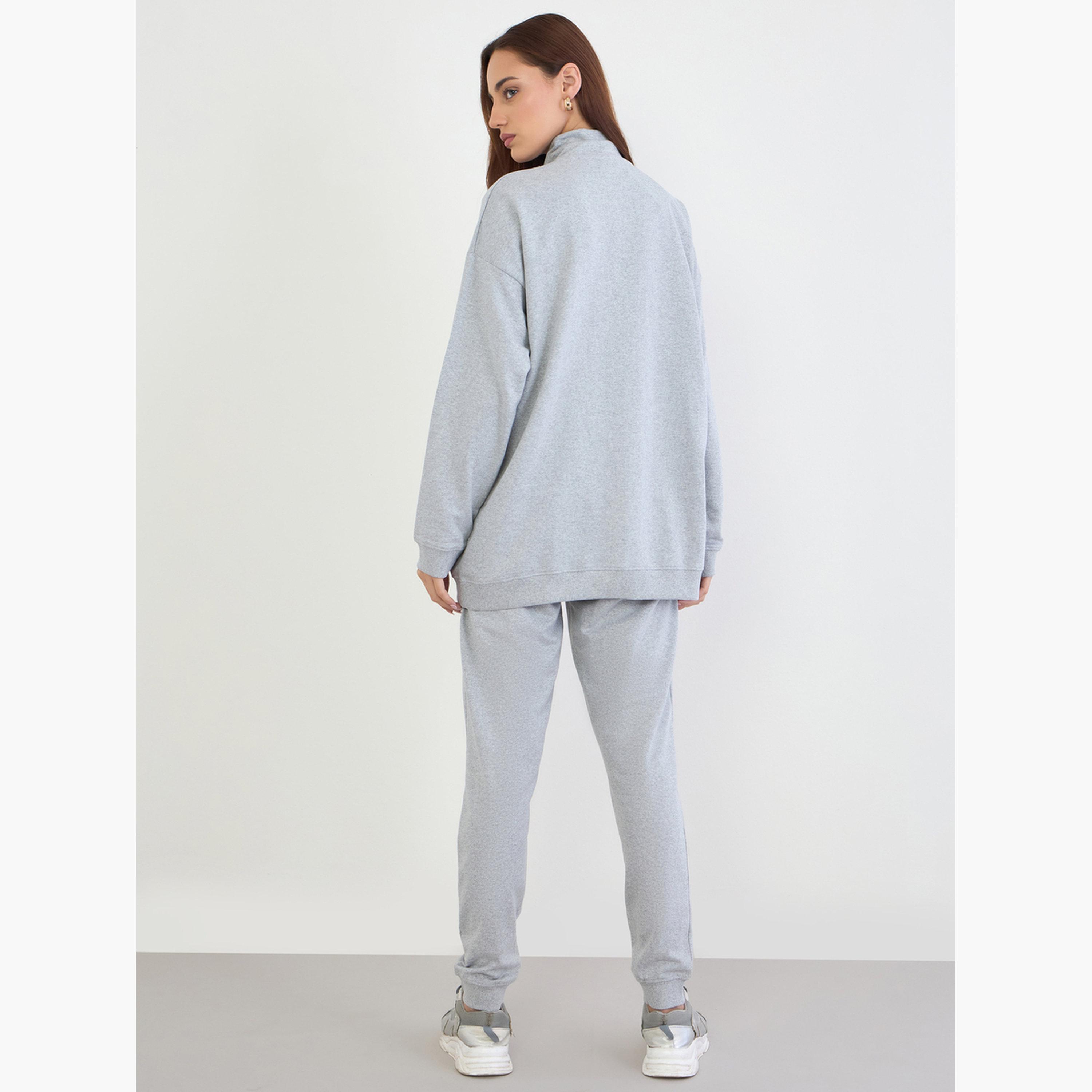 Styli Grey Oversized Longline Sweatshirt and Joggers Co-Ords-women-clothing-coordsets-image-4