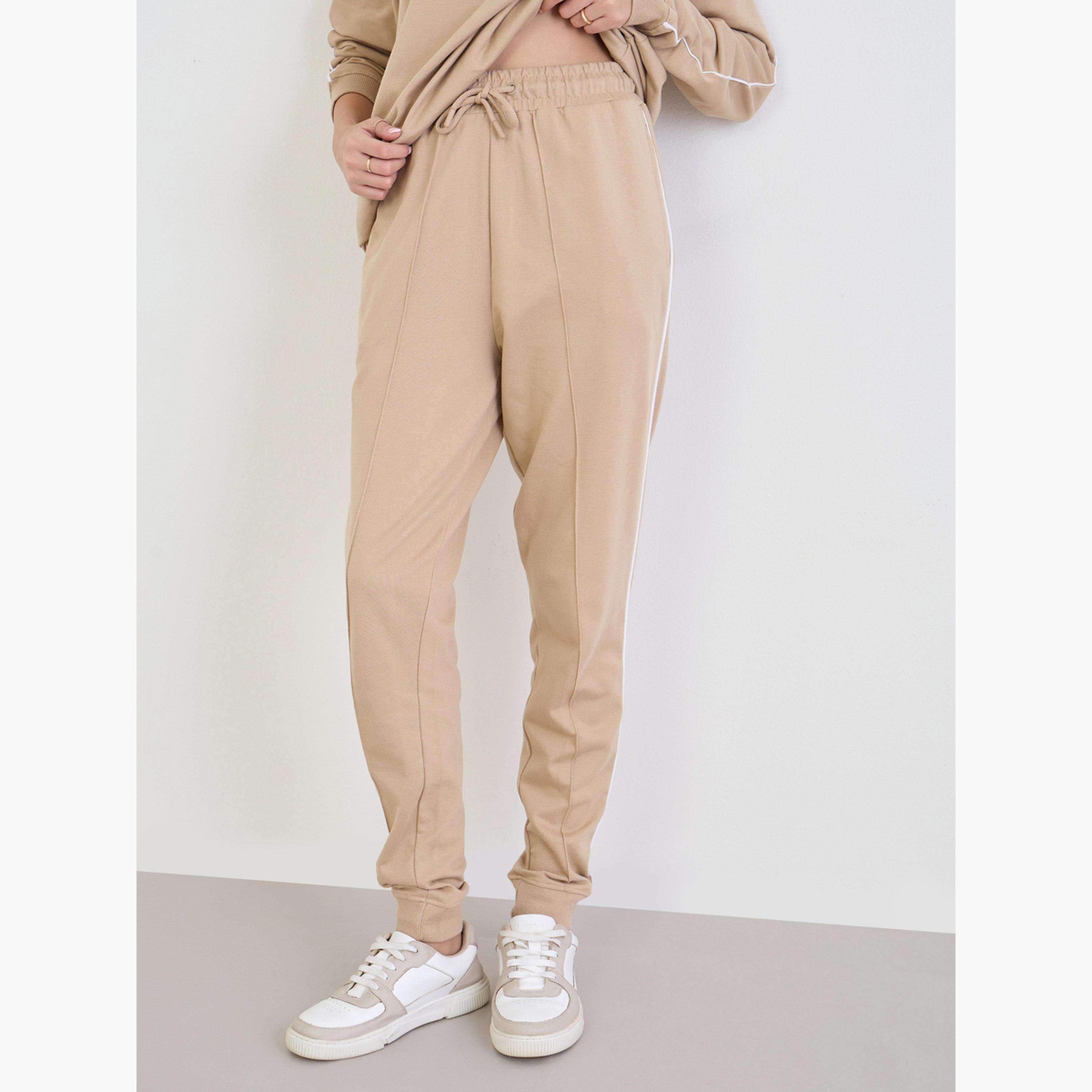 Styli Brown Oversized Longline Sweatshirt and Joggers Co-Ords-women-clothing-coordsets-image-5