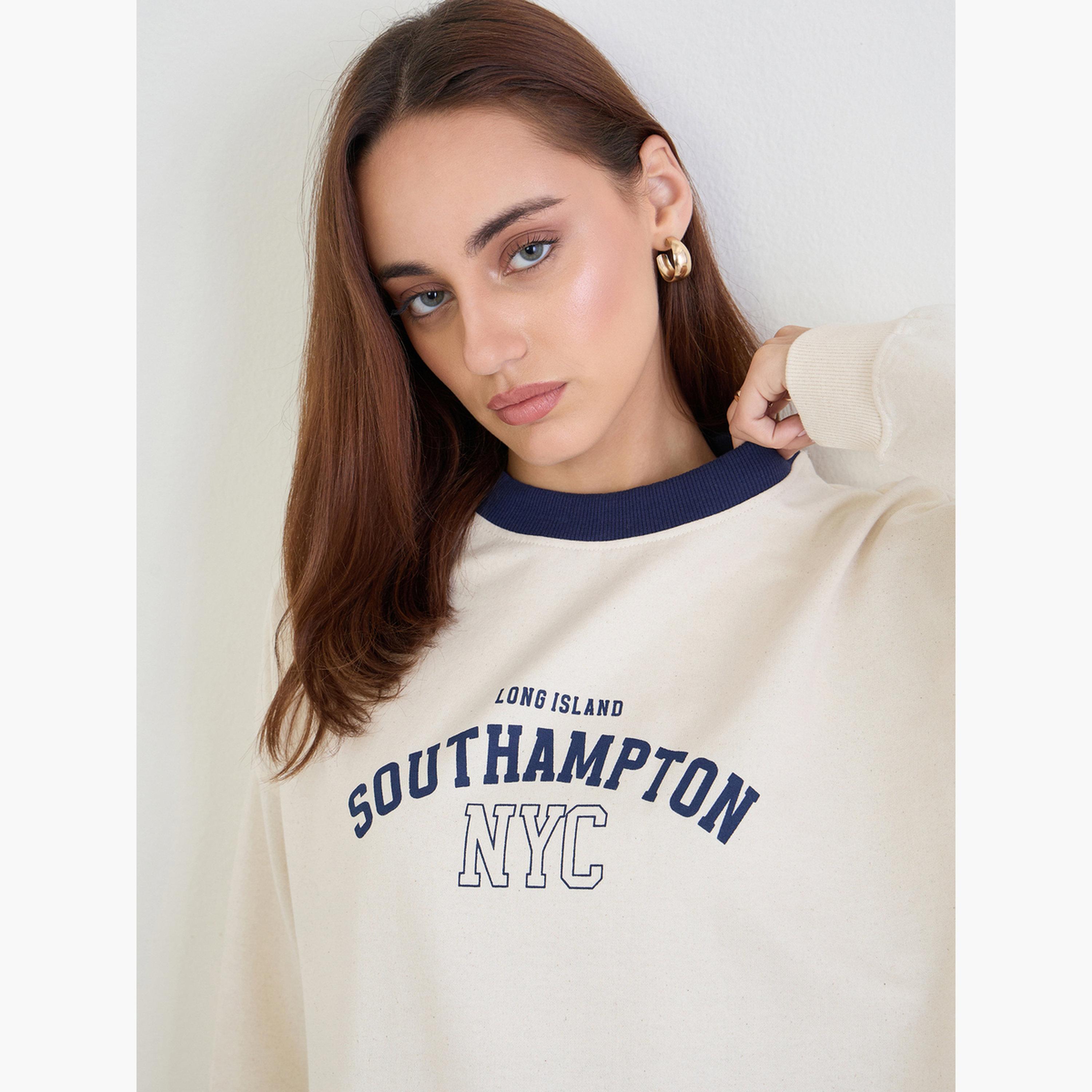 ستايلي - قميص رياضي طويل تصميم واسع مع بنطال رياضي واسع الساق للنساء-women-clothing-coordsets-image-3