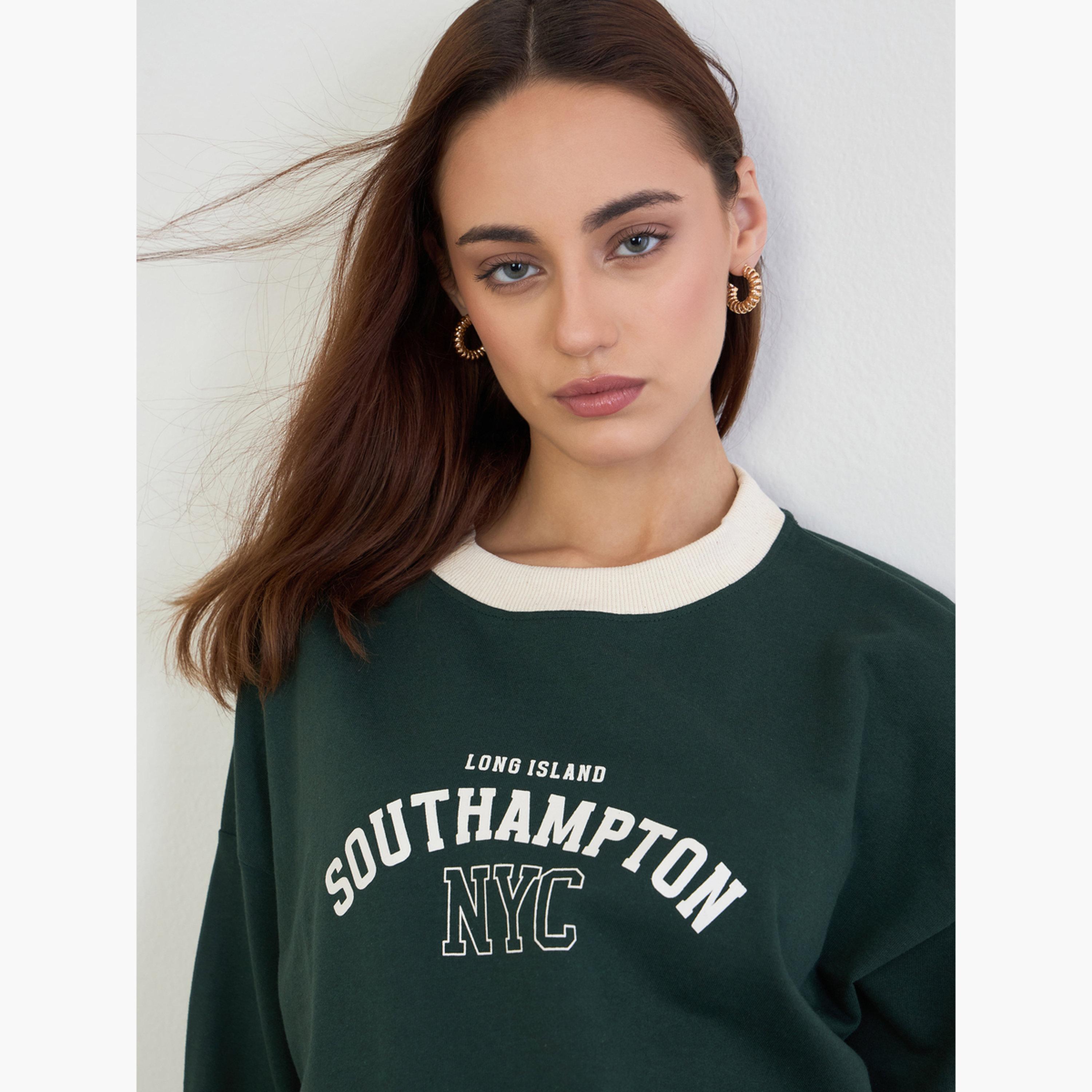 Styli Oversized Longline Sweatshirt and Wide Leg Joggers Co-Ords-women-clothing-coordsets-image-2