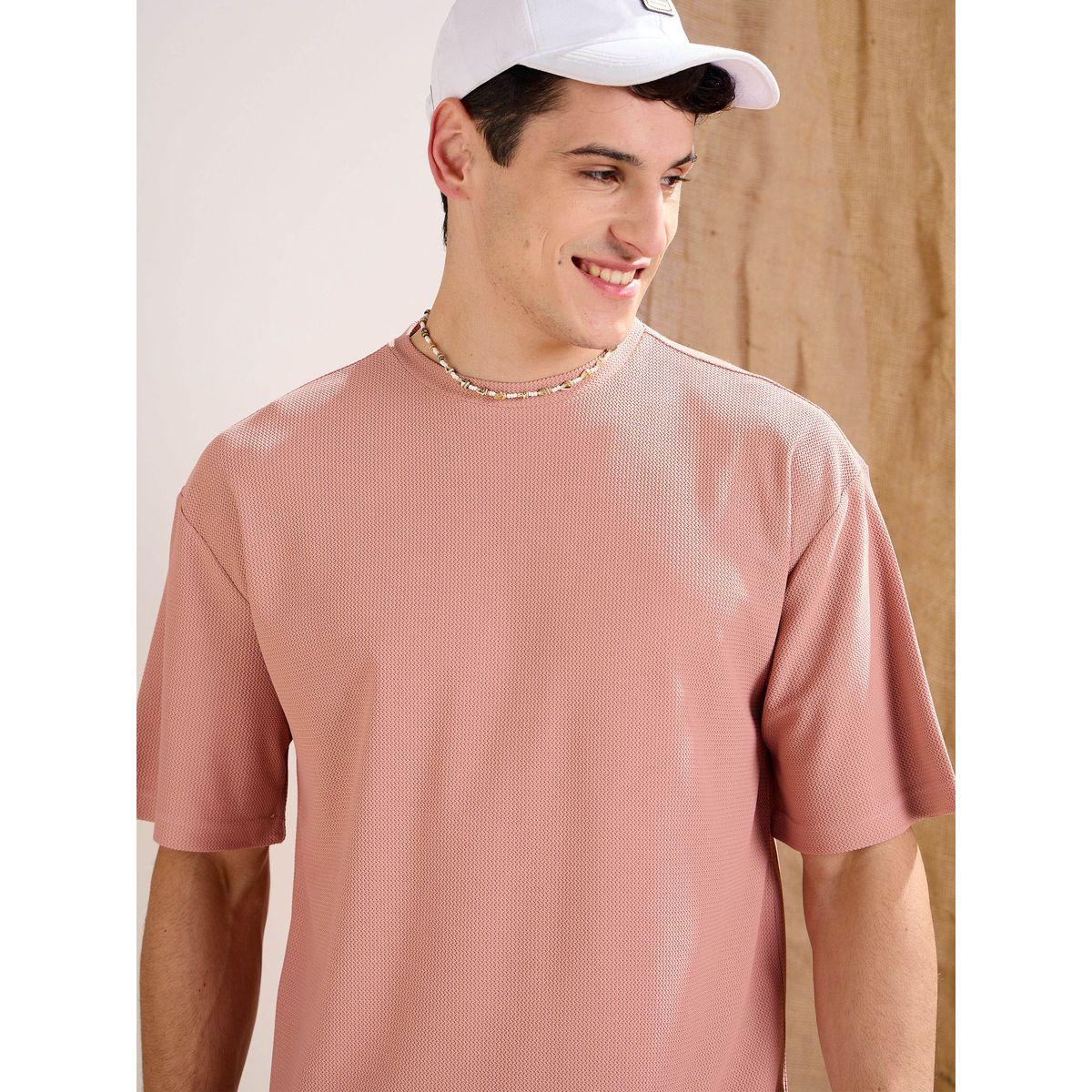 Mascln Sassafras Men Pink Waffle Textured Oversized T-Shirt and Shorts Co-Ords-men-clothing-coordsets-image-4