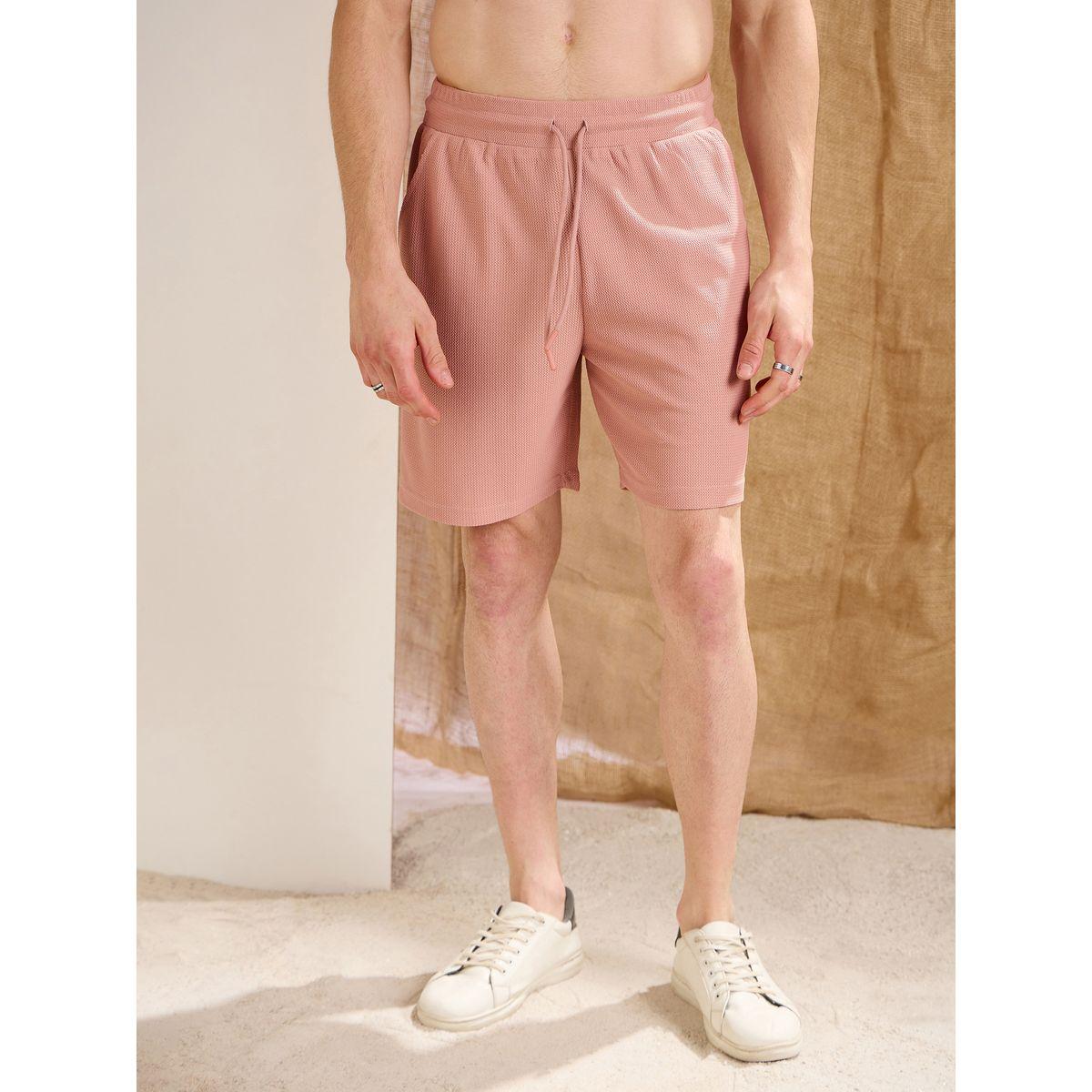 Mascln Sassafras Men Pink Waffle Textured Oversized T-Shirt and Shorts Co-Ords-men-clothing-coordsets-image-8