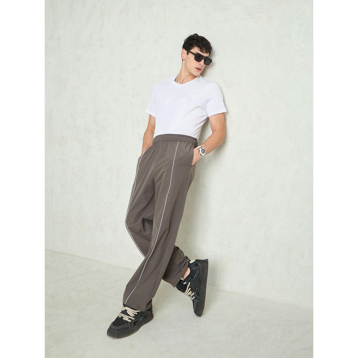 Mascln Sassafras Men Grey Piping Detail Baggy Parachute Pants-men-clothing-bottoms-trousersandchinos-trousers-image-2