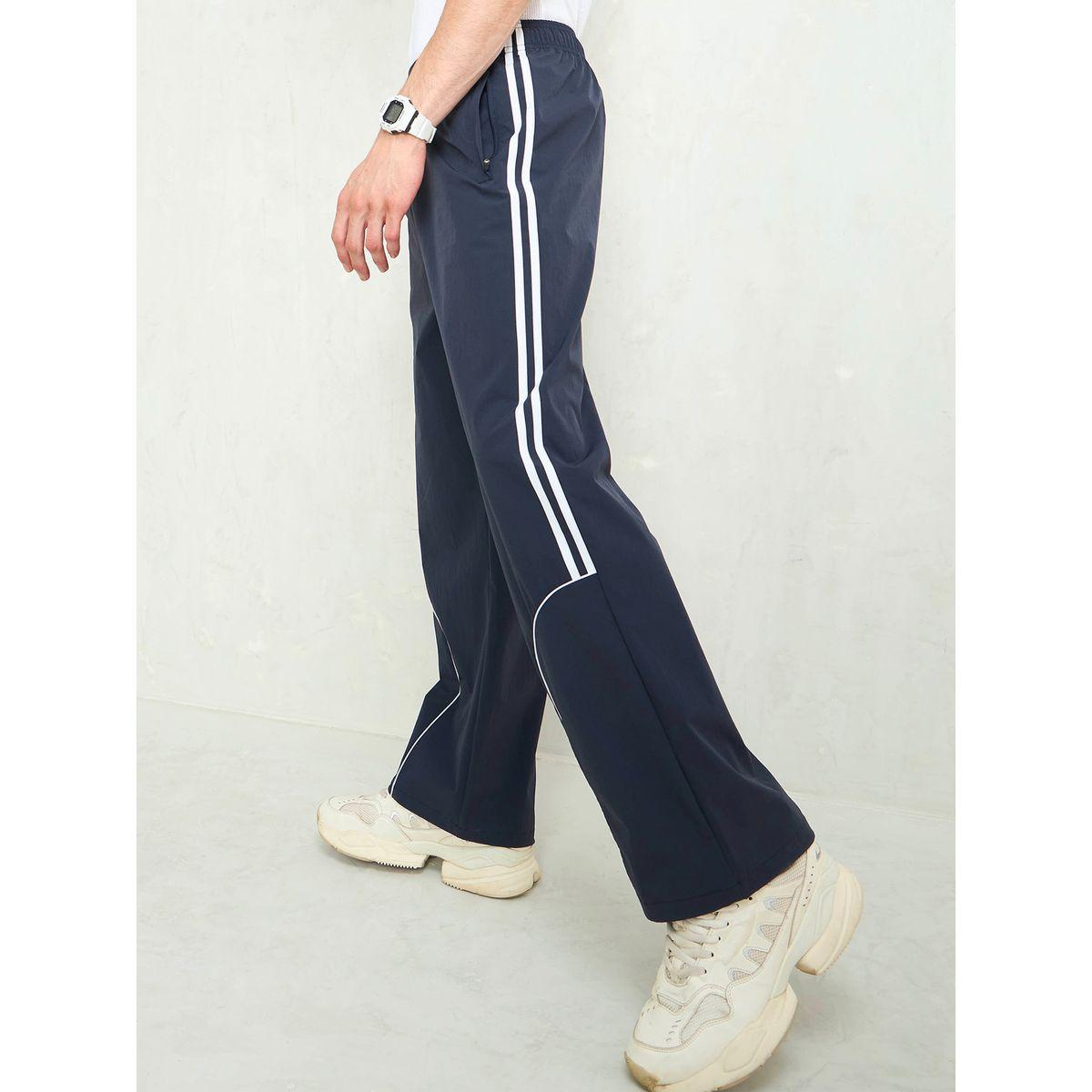 Mascln Sassafras Men Navy Blue Piping Detail Baggy Parachute Pants-men-clothing-bottoms-trousersandchinos-trousers-image-1