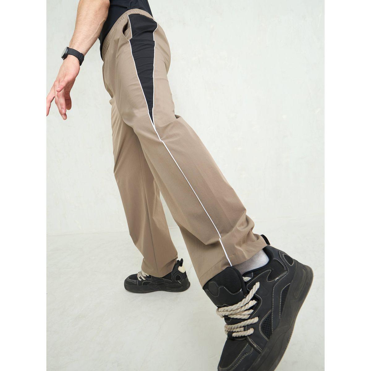 Mascln Sassafras Men Beige Color Block Side Seam Parachute Pants-men-clothing-bottoms-trousersandchinos-trousers-image-1