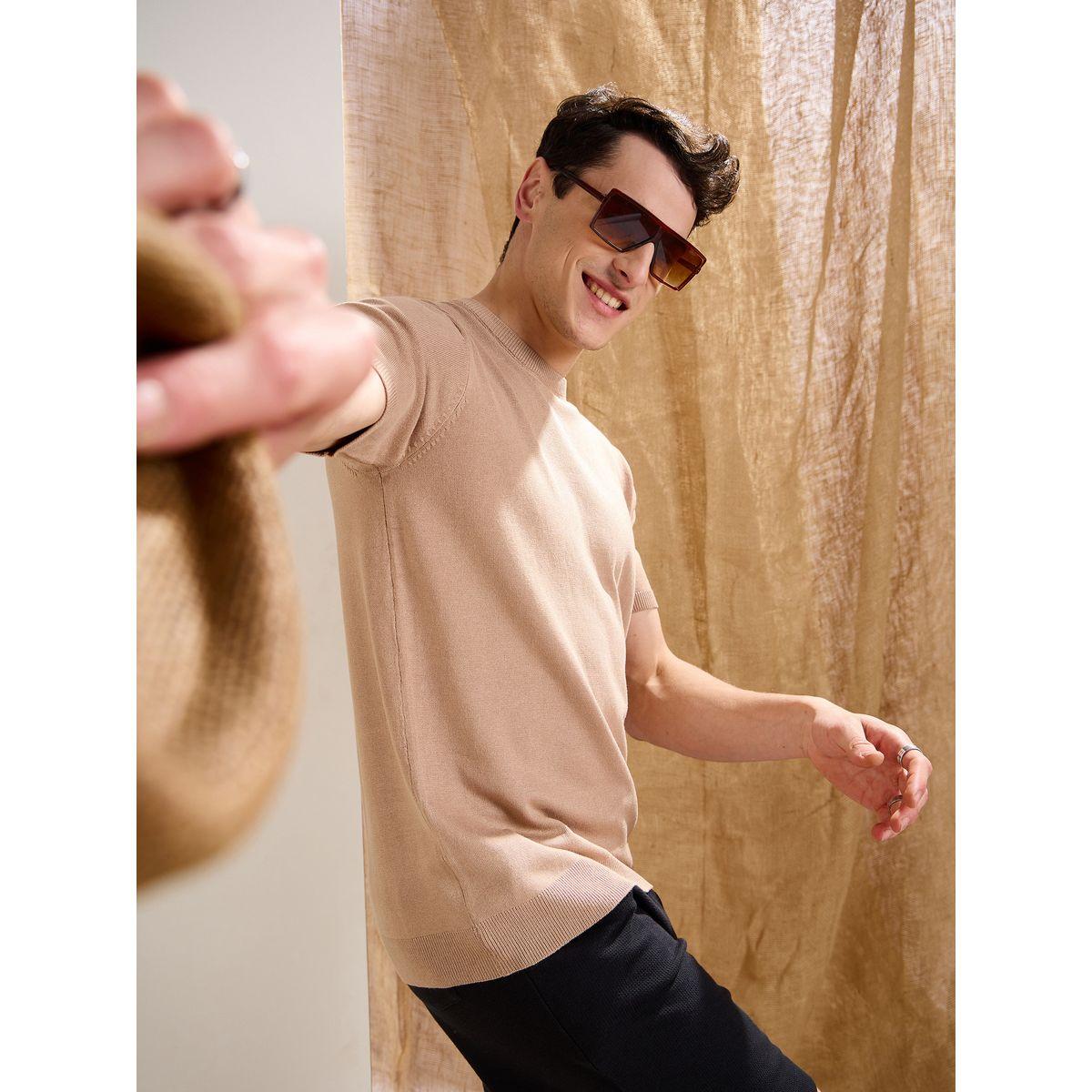 Mascln Sassafras Beige Premium Knit Short Sleeve T-Shirt-men-clothing-tshirtsandpolos-tshirts-image-7