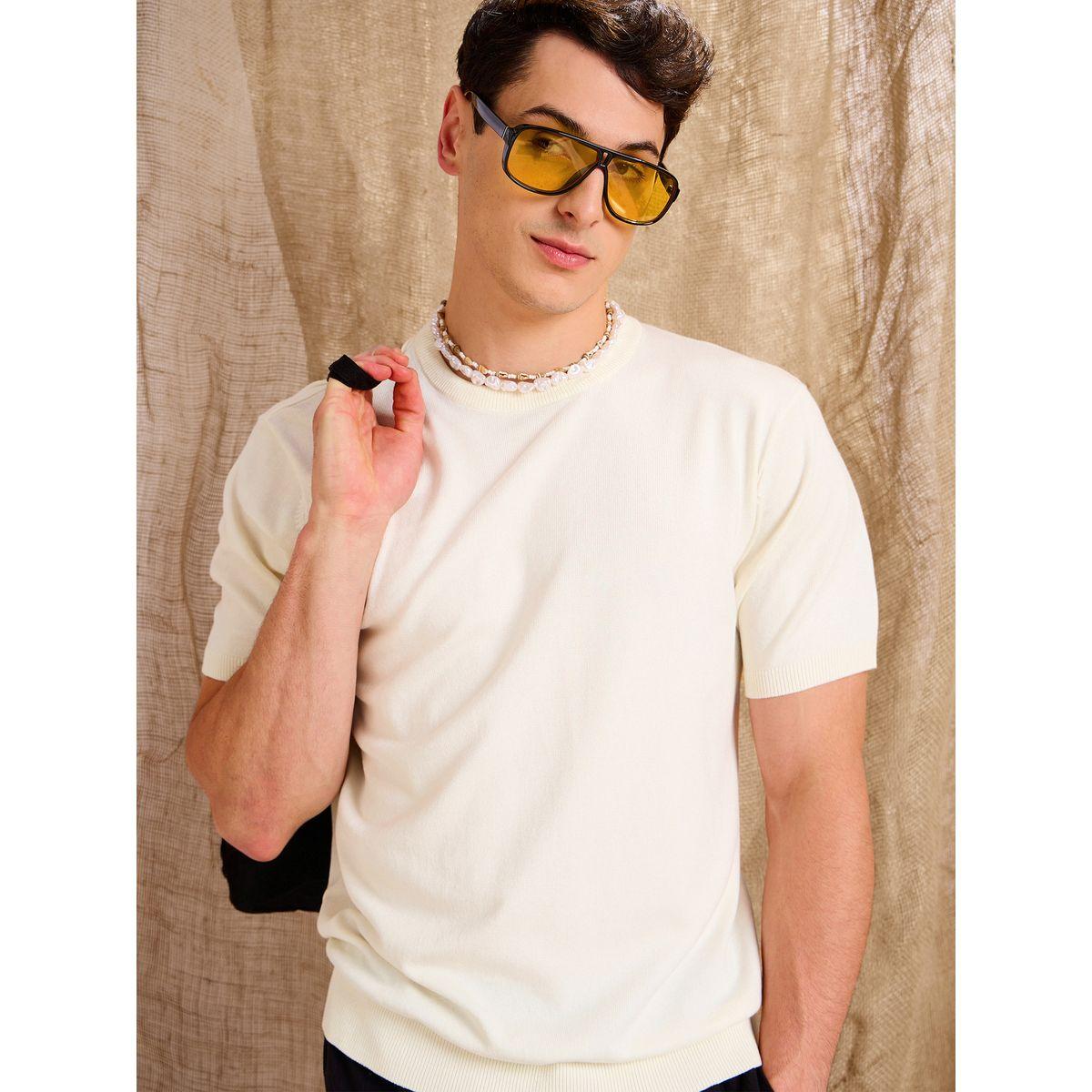 Mascln Sassafras Beige Premium Knit Short Sleeve T-Shirt-men-clothing-tshirtsandpolos-tshirts-image-1