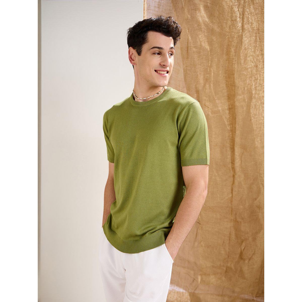 Mascln Sassafras Olive Premium Knit Round Neck T-Shirt-men-clothing-tshirtsandpolos-tshirts-image-3