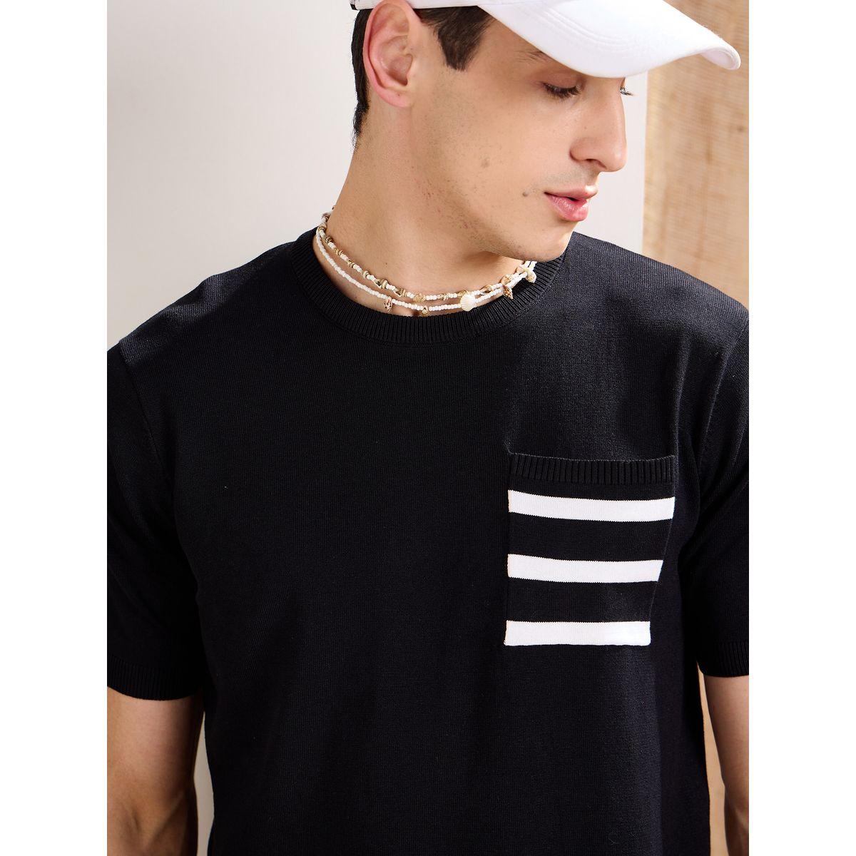 Mascln Sassafras Black Premium Knit Contrast Pocket T-Shirt-men-clothing-tshirtsandpolos-tshirts-image-4