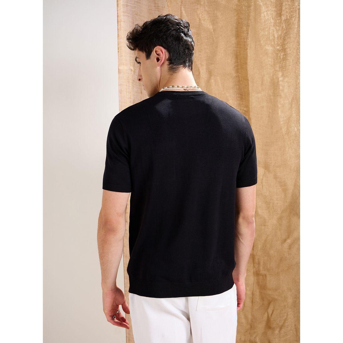 Mascln Sassafras Black Premium Knit Contrast Pocket T-Shirt-men-clothing-tshirtsandpolos-tshirts-image-5
