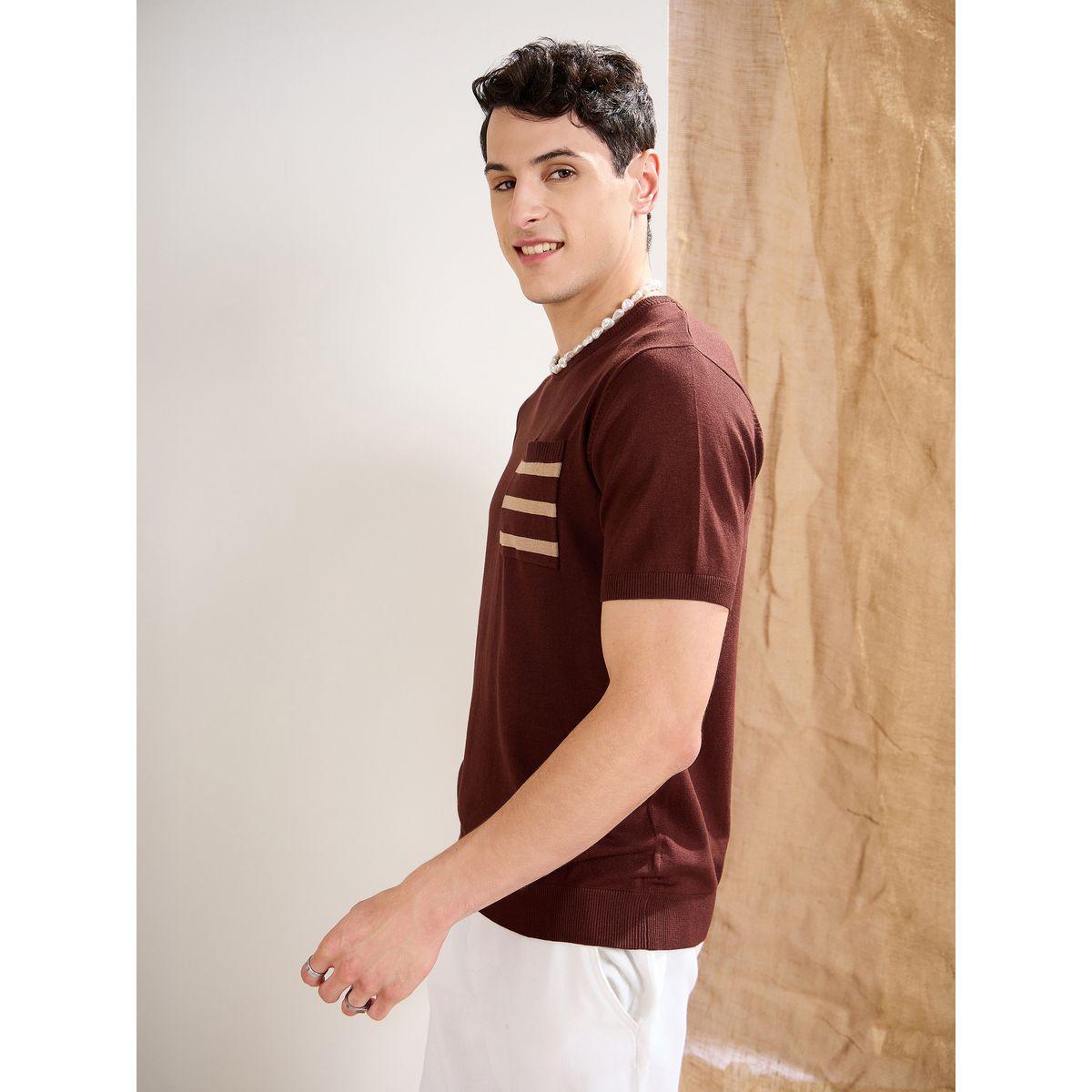 Mascln Sassafras Brown Premium Knit Contrast Pocket T-Shirt-men-clothing-tshirtsandpolos-tshirts-image-3