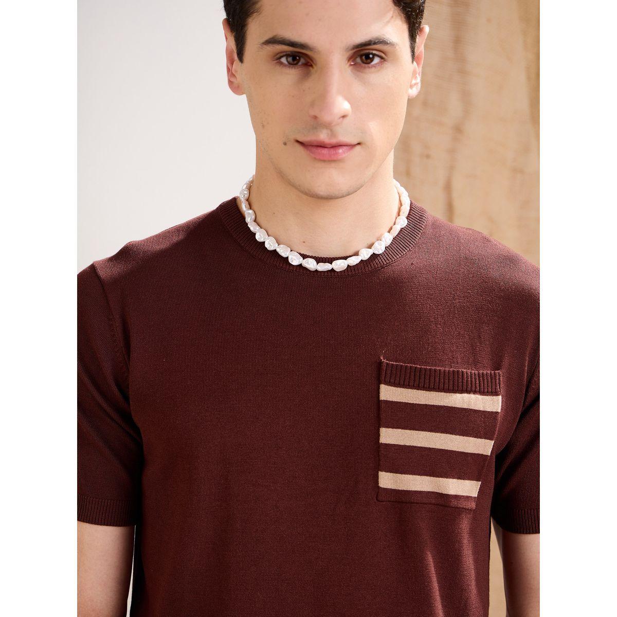 Mascln Sassafras Brown Premium Knit Contrast Pocket T-Shirt-men-clothing-tshirtsandpolos-tshirts-image-4