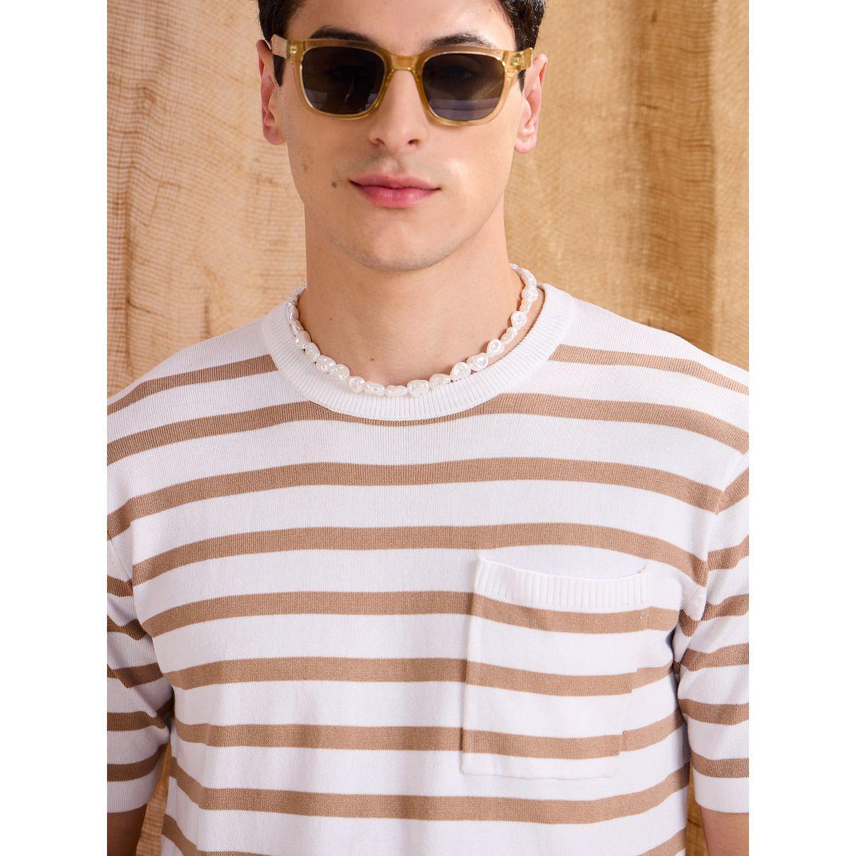 Mascln Sassafras White and Beige Stripes Premium Knit Chest Pocket T-Shirt-men-clothing-tshirtsandpolos-tshirts-image-1