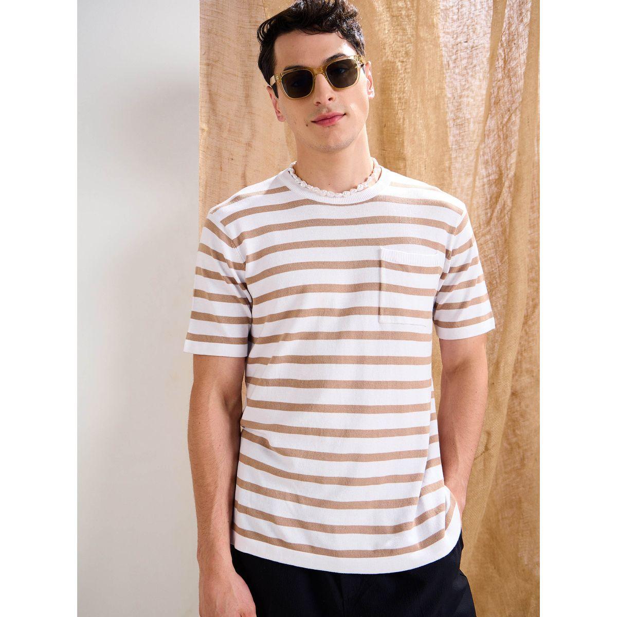 Mascln Sassafras White and Beige Stripes Premium Knit Chest Pocket T-Shirt-men-clothing-tshirtsandpolos-tshirts-image-6