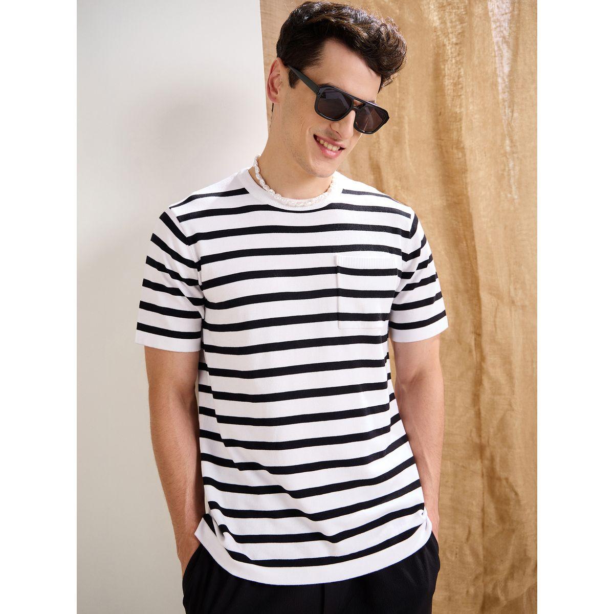 Mascln Sassafras White and Black Striped Premium Knit Chest Pocket T-Shirt-men-clothing-tshirtsandpolos-tshirts-image-2