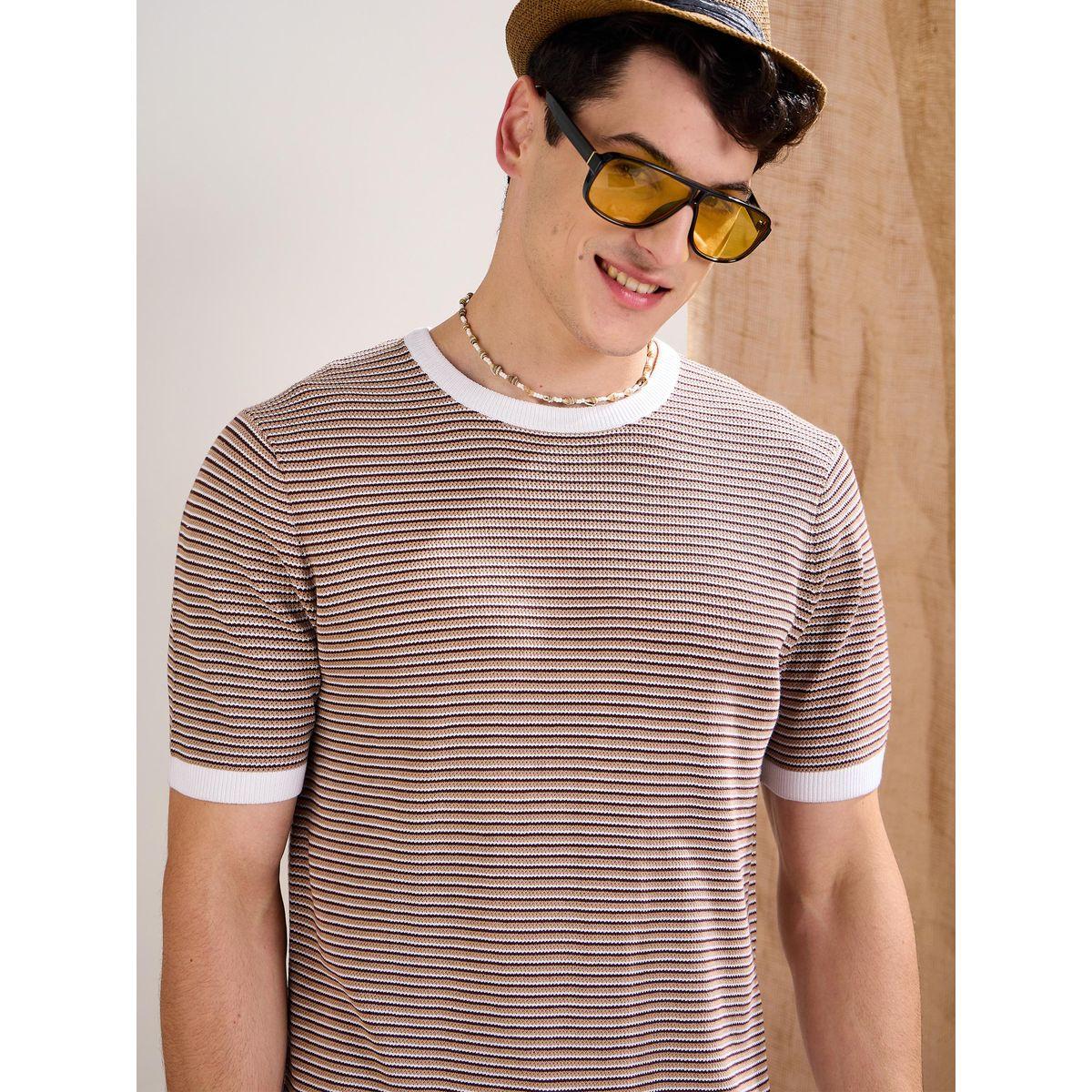 Mascln Sassafras Beige and Brown Stripes Premium Knit T-Shirt-men-clothing-tshirtsandpolos-tshirts-image-4