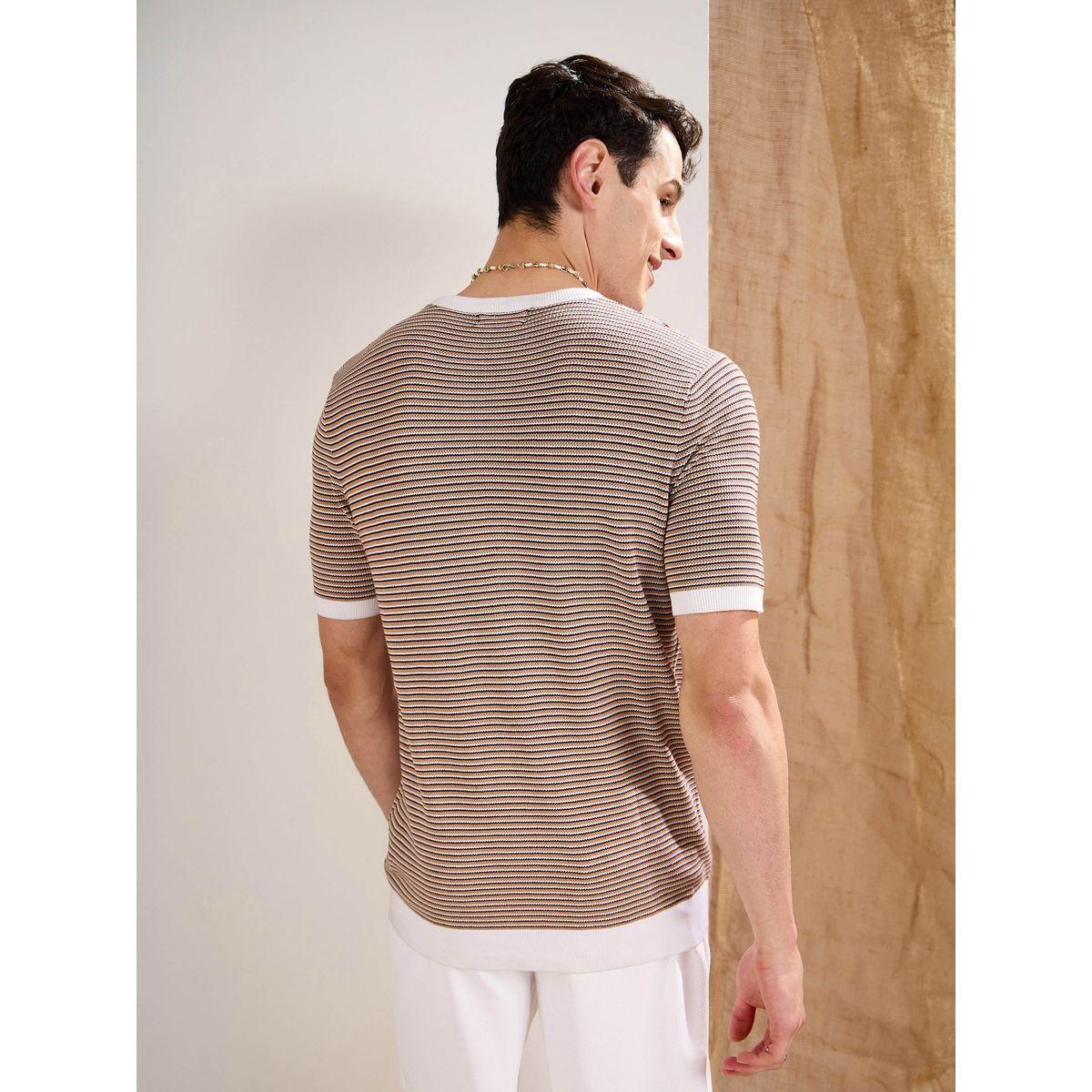 Mascln Sassafras Beige and Brown Stripes Premium Knit T-Shirt-men-clothing-tshirtsandpolos-tshirts-image-5