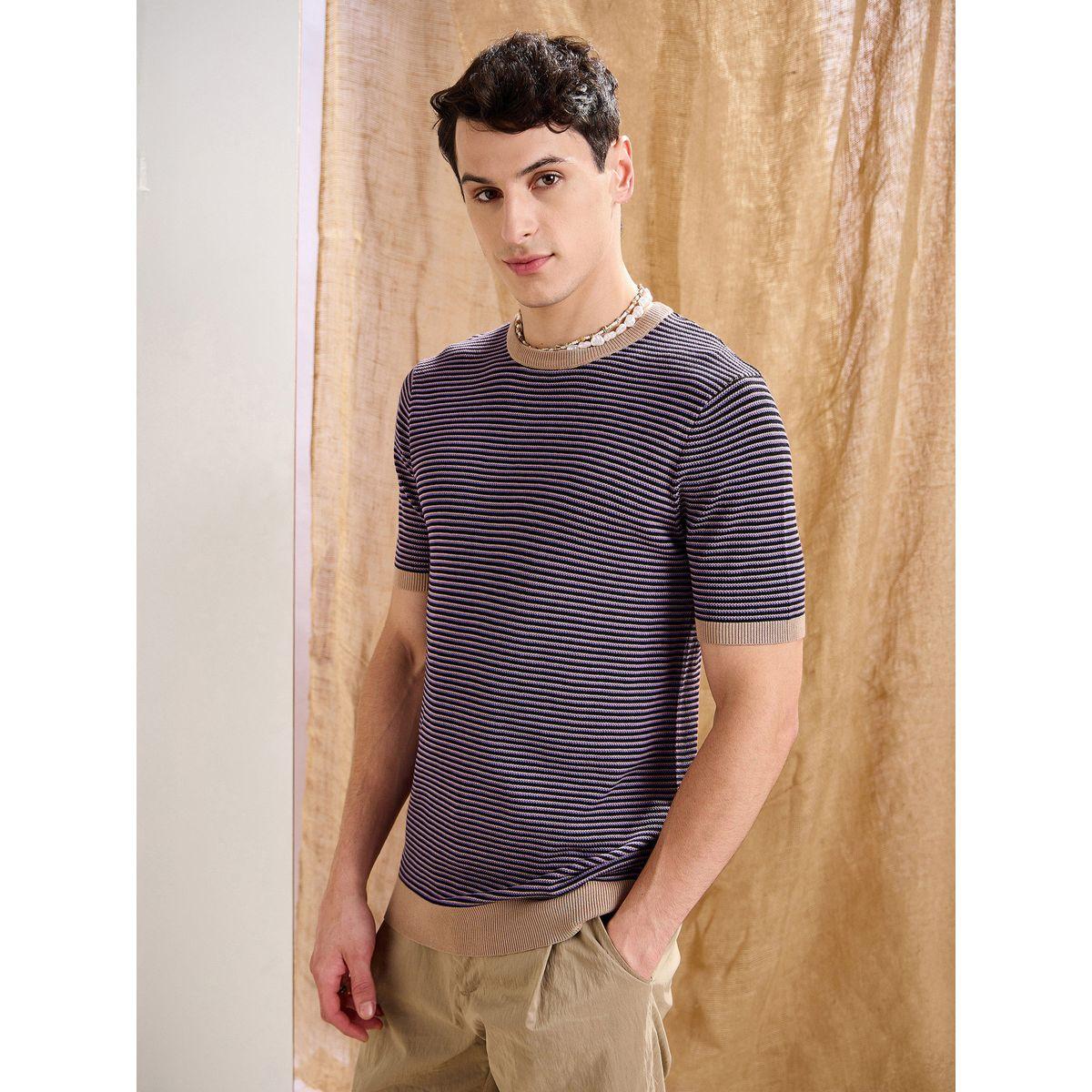 Mascln Sassafras Purple and Black Striped Premium Knit T-Shirt-men-clothing-tshirtsandpolos-tshirts-image-3