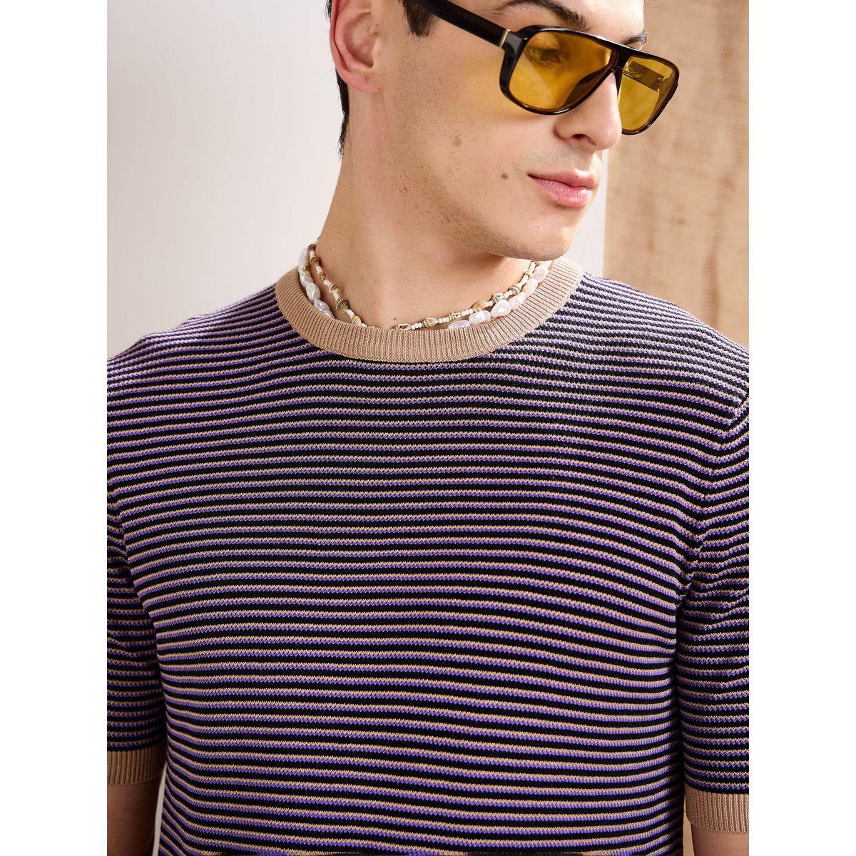 Mascln Sassafras Purple and Black Striped Premium Knit T-Shirt-men-clothing-tshirtsandpolos-tshirts-image-4