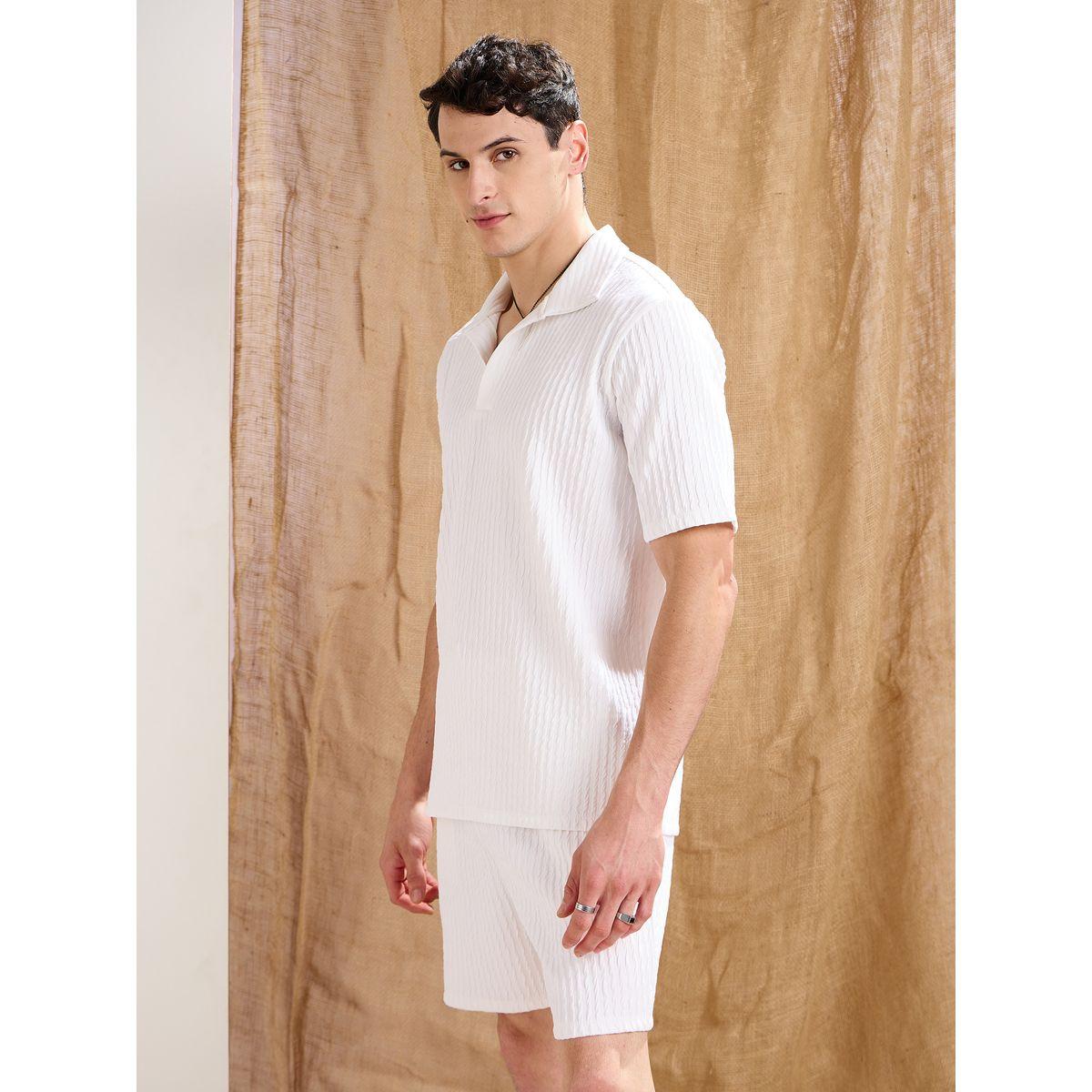 Mascln Sassafras White Textured Relaxed Fit Polo Neck T-Shirt-men-clothing-tshirtsandpolos-tshirts-image-3