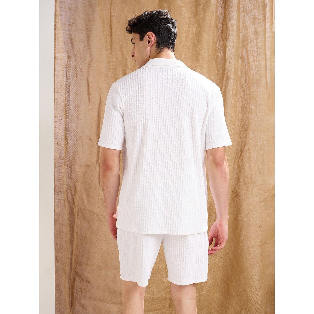 Mascln Sassafras White Textured Relaxed Fit Polo Neck T-Shirt-men-clothing-tshirtsandpolos-tshirts-image-5