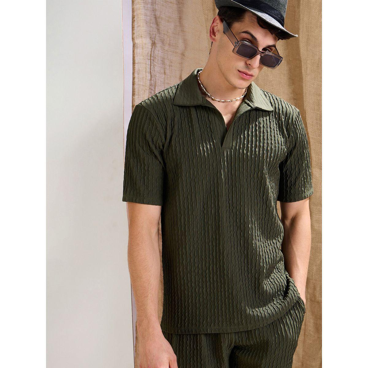 Mascln Sassafras Olive Textured Relaxed Fit Polo Neck T-Shirt-men-clothing-tshirtsandpolos-tshirts-image-2