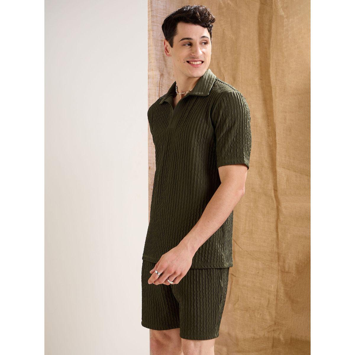 Mascln Sassafras Olive Textured Relaxed Fit Polo Neck T-Shirt-men-clothing-tshirtsandpolos-tshirts-image-3