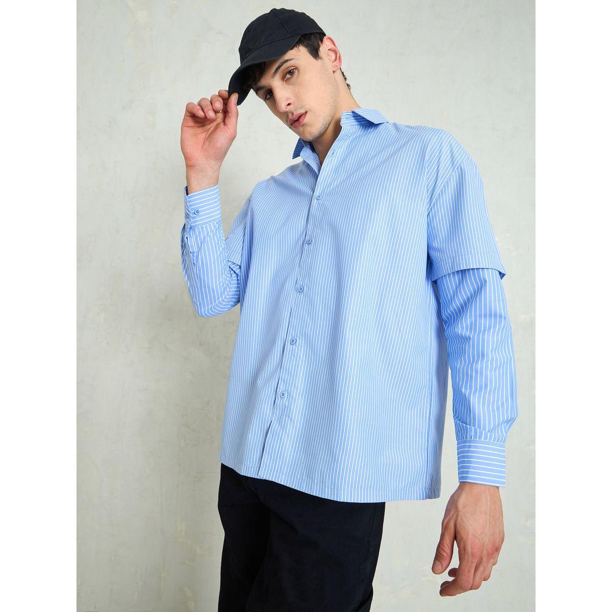 Mascln Sassafras Men Striped Overlap Long Sleeve Relaxed Fit Shirt-men-clothing-shirts-image-3