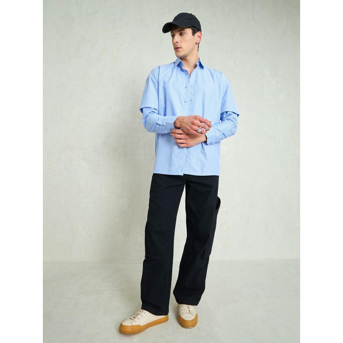 Mascln Sassafras Men Striped Overlap Long Sleeve Relaxed Fit Shirt-men-clothing-shirts-image-6
