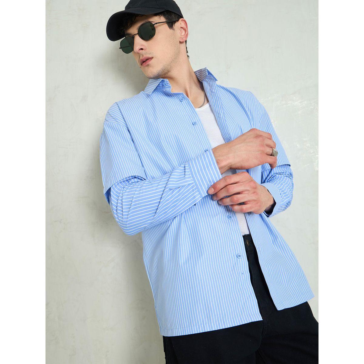 Mascln Sassafras Men Striped Overlap Long Sleeve Relaxed Fit Shirt-men-clothing-shirts-image-7