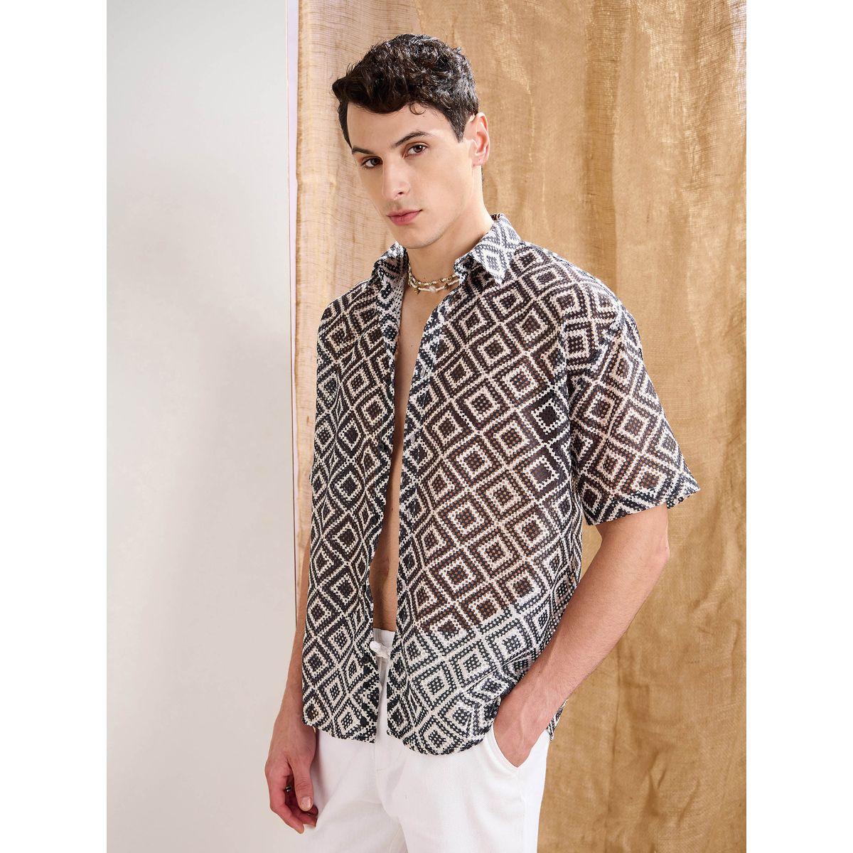 Mascln Sassafras Men Geometric Print Crochet Relaxed Fit Shirt-men-clothing-shirts-image-3
