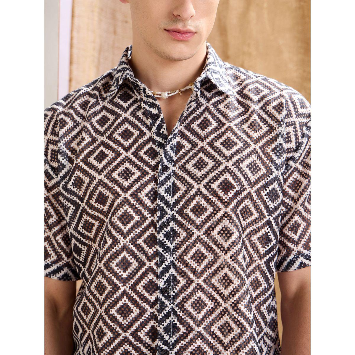 Mascln Sassafras Men Geometric Print Crochet Relaxed Fit Shirt-men-clothing-shirts-image-4