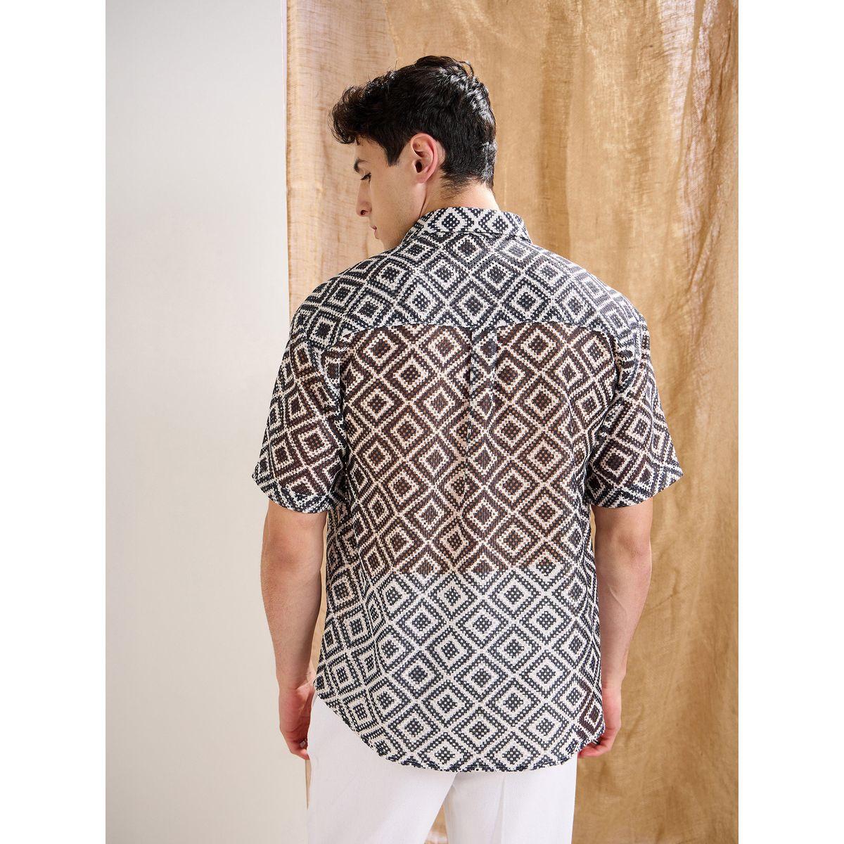 Mascln Sassafras Men Geometric Print Crochet Relaxed Fit Shirt-men-clothing-shirts-image-5