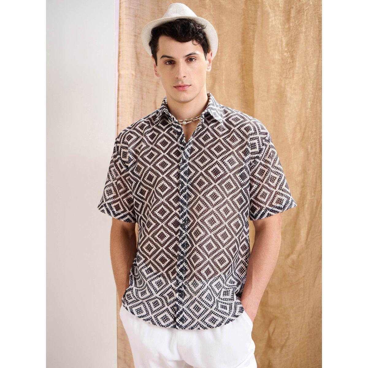 Mascln Sassafras Men Geometric Print Crochet Relaxed Fit Shirt-men-clothing-shirts-image-6