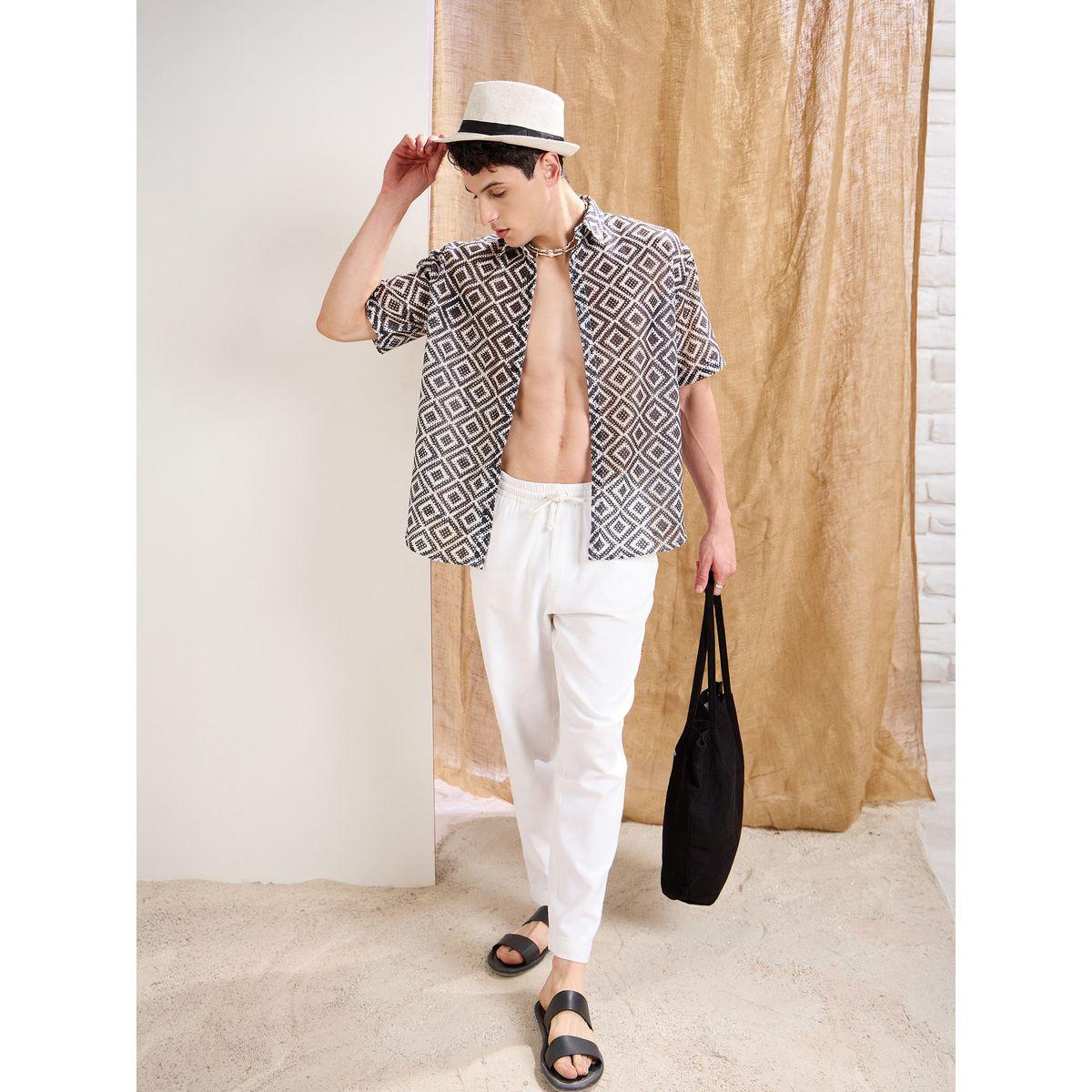 Mascln Sassafras Men Geometric Print Crochet Relaxed Fit Shirt-men-clothing-shirts-image-7