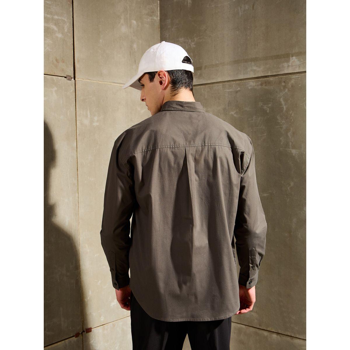 Mascln Sassafras Men Brown Solid Long Sleeve Relaxed Fit Shirt with Pocket-men-clothing-shirts-image-5