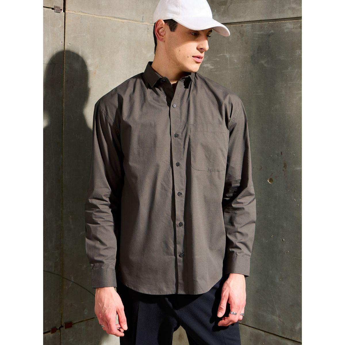 Mascln Sassafras Men Brown Solid Long Sleeve Relaxed Fit Shirt with Pocket-men-clothing-shirts-image-7