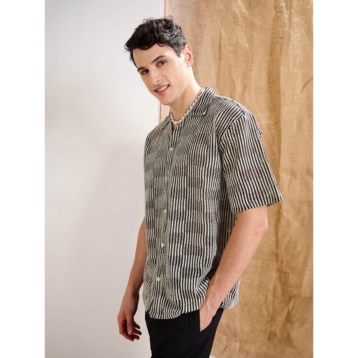 Mascln Sassafras Men Crochet Short Sleeve Relaxed Fit Shirt-men-clothing-shirts-image-3