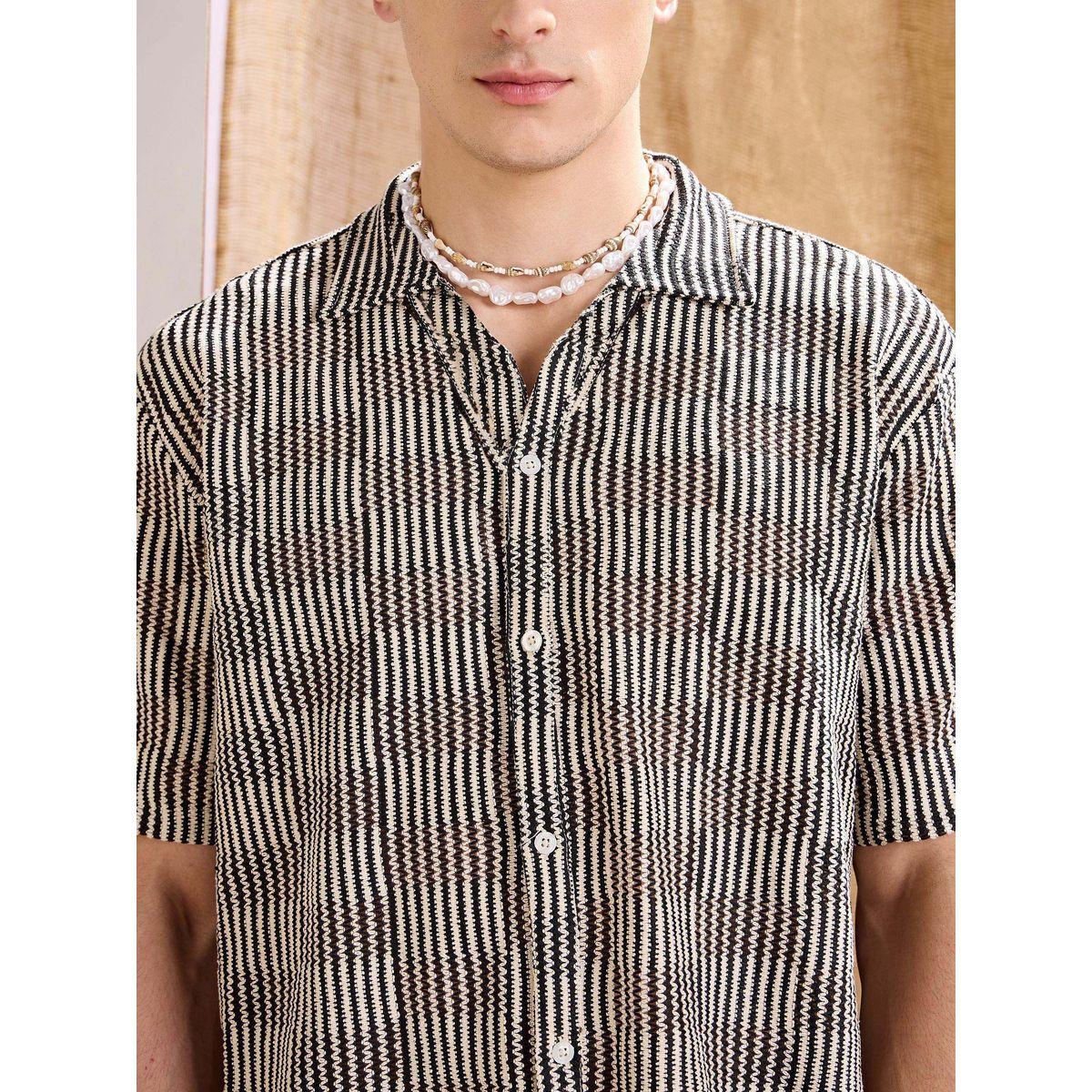 Mascln Sassafras Men Crochet Short Sleeve Relaxed Fit Shirt-men-clothing-shirts-image-4