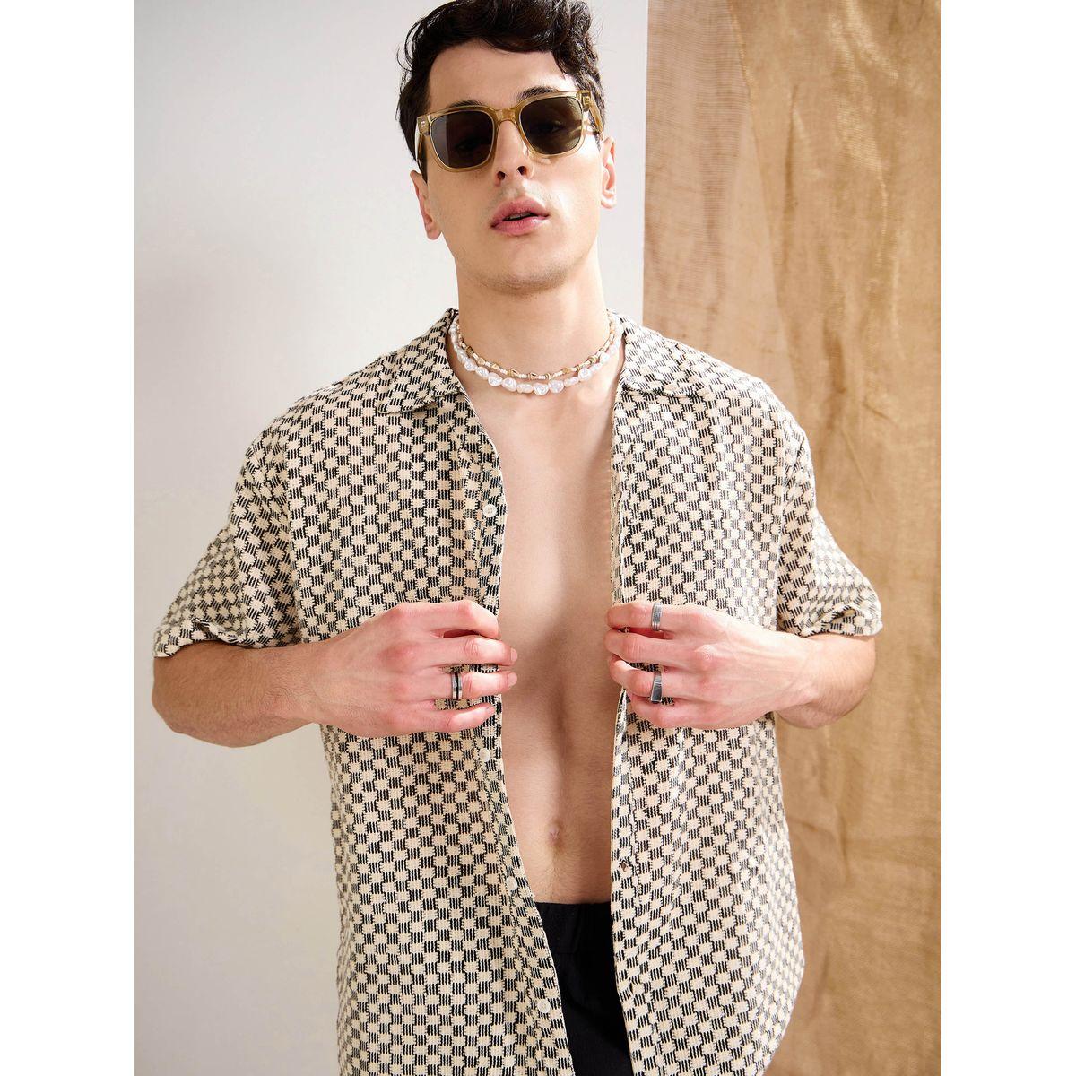 قميص بقصة مريحة وأكمام قصيرة-men-clothing-shirts-image-1